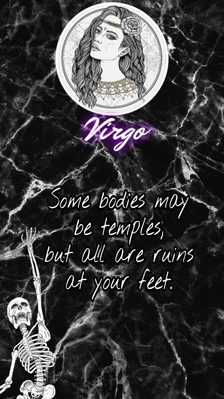 Virgo, black marble background, circular portrait, HD Phone Wallpaper