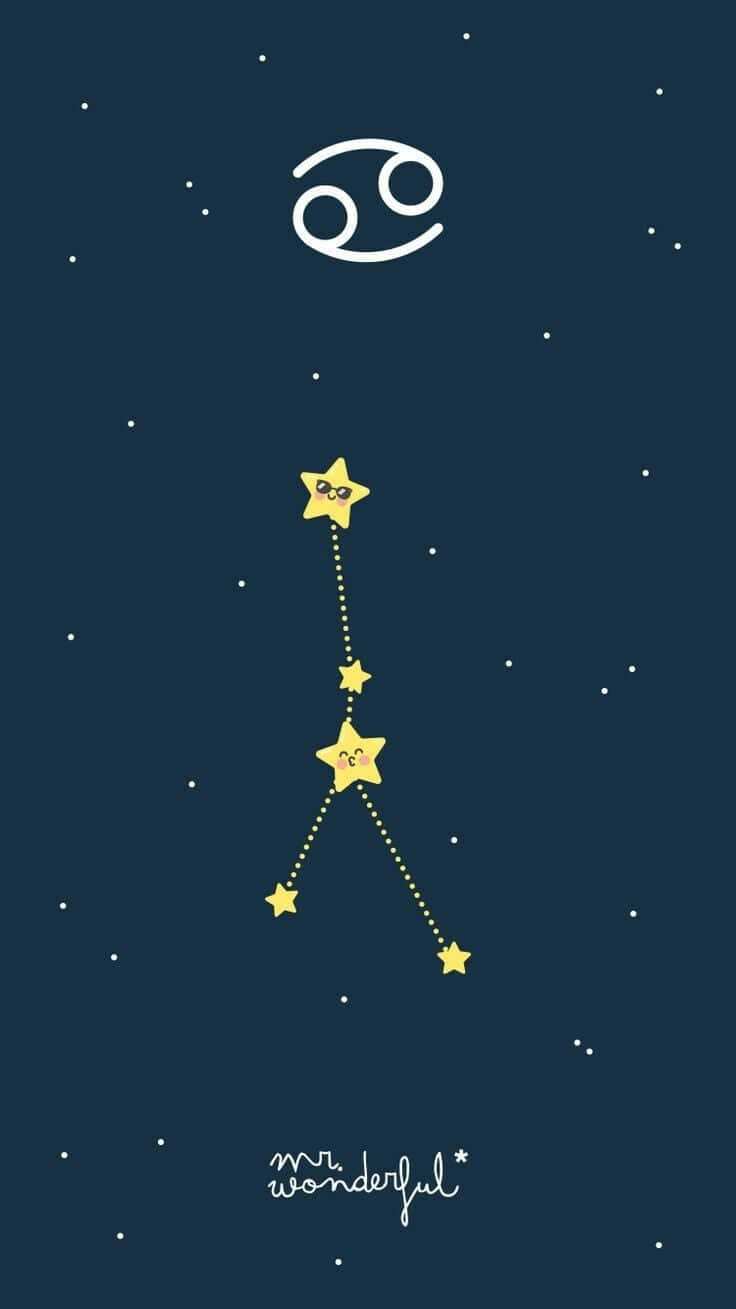 Virgo Aesthetic, cartoon crab constellation, smiling stars, HD Phone Wallpaper