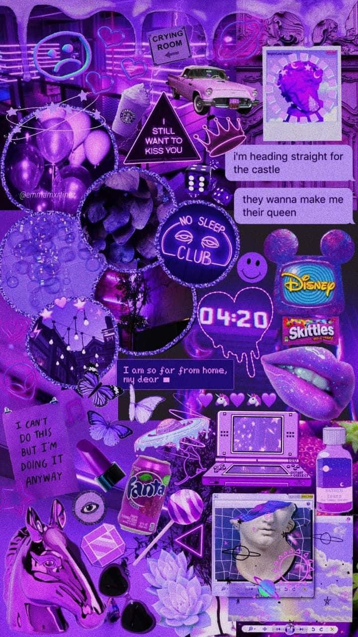 purple, digital collage, pop culture icons, HD Phone Wallpaper