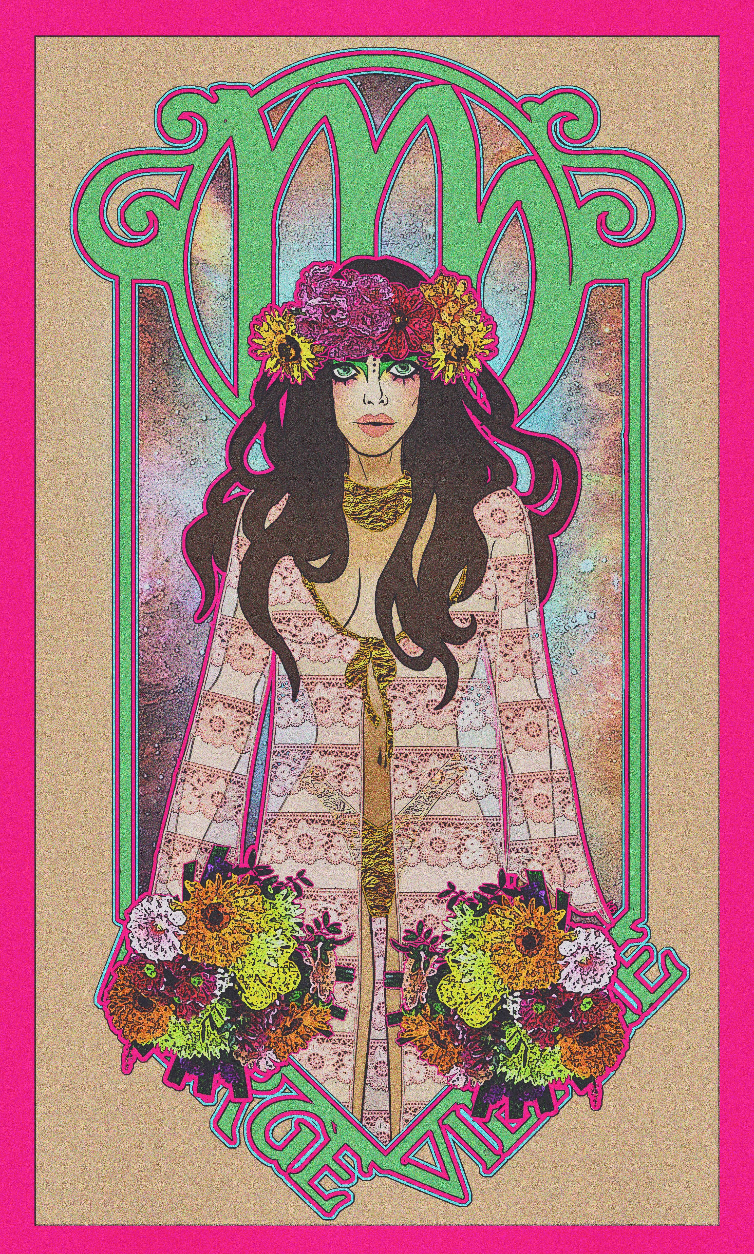 Virgo Zodiac, Art Nouveau, floral crown, 4K Phone Wallpaper