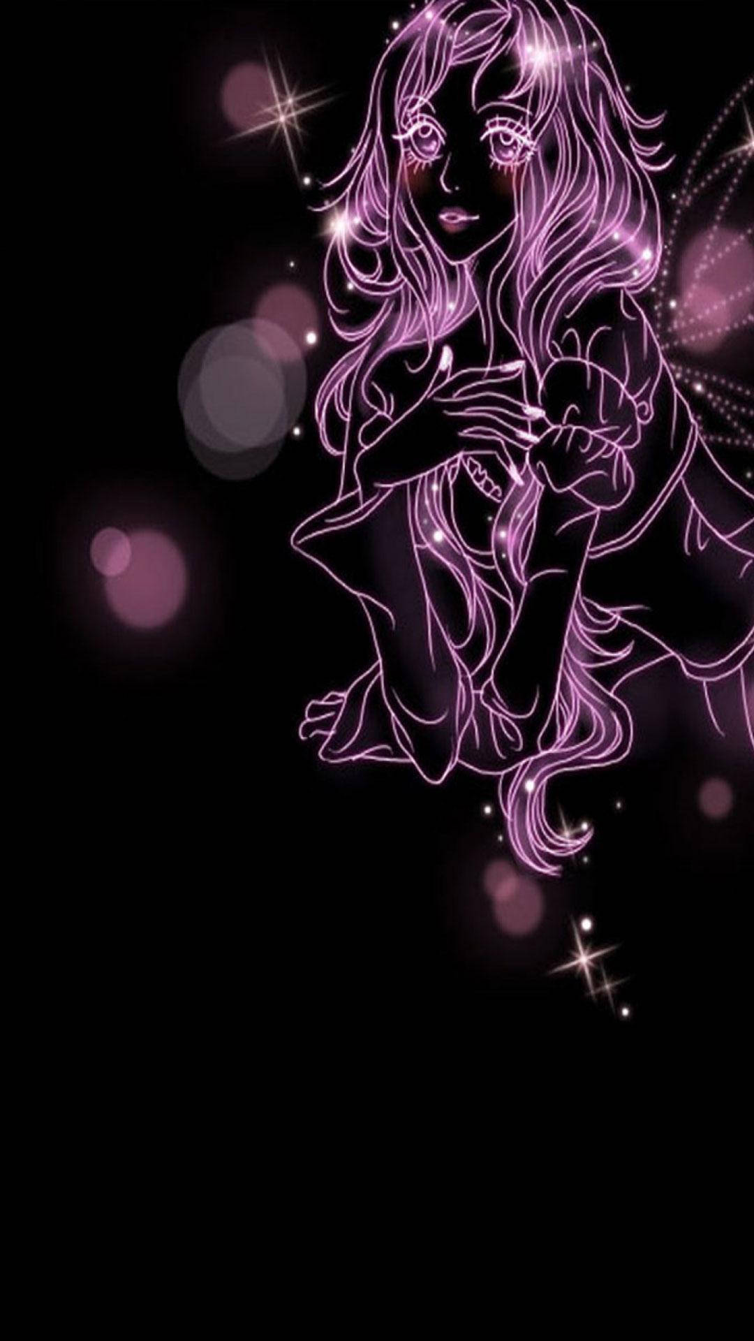 Virgo Zodiac, pink girl, glowing purple outlined fairy, Full HD Phone Wallpaper