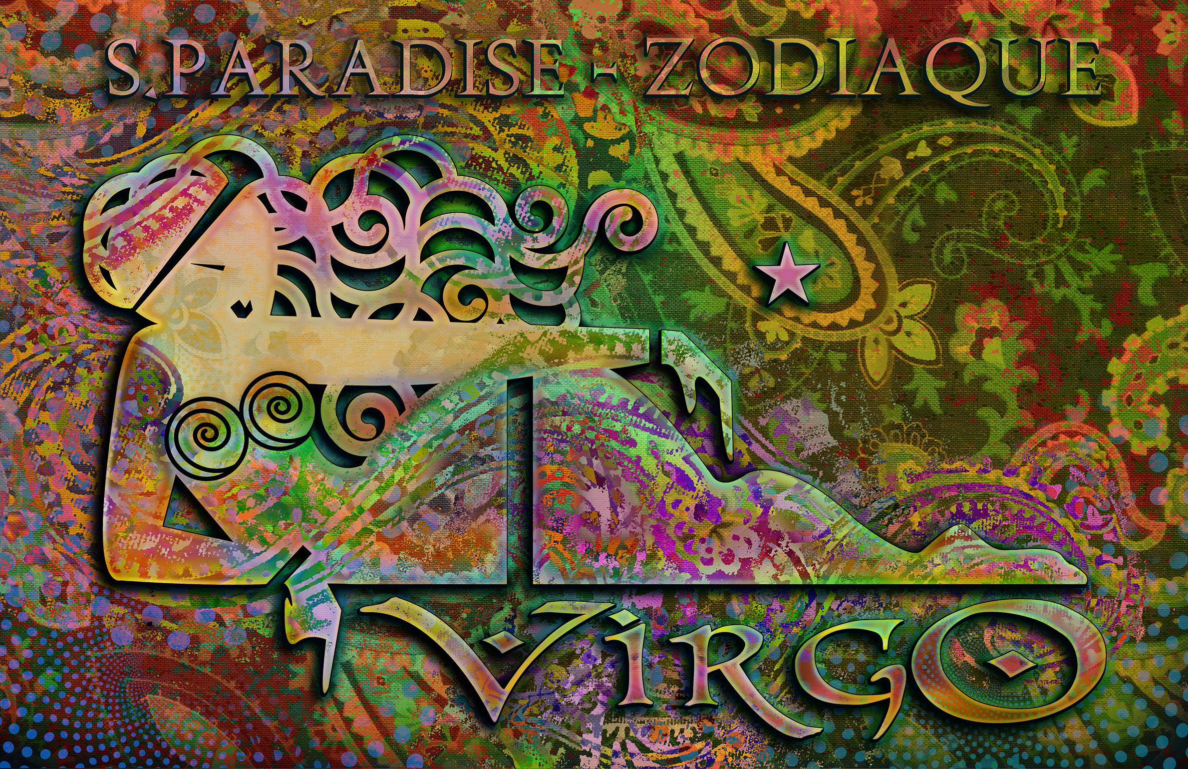 Virgo Zodiac, zodiac symbol, ornate swirls, Full HD Desktop Wallpaper