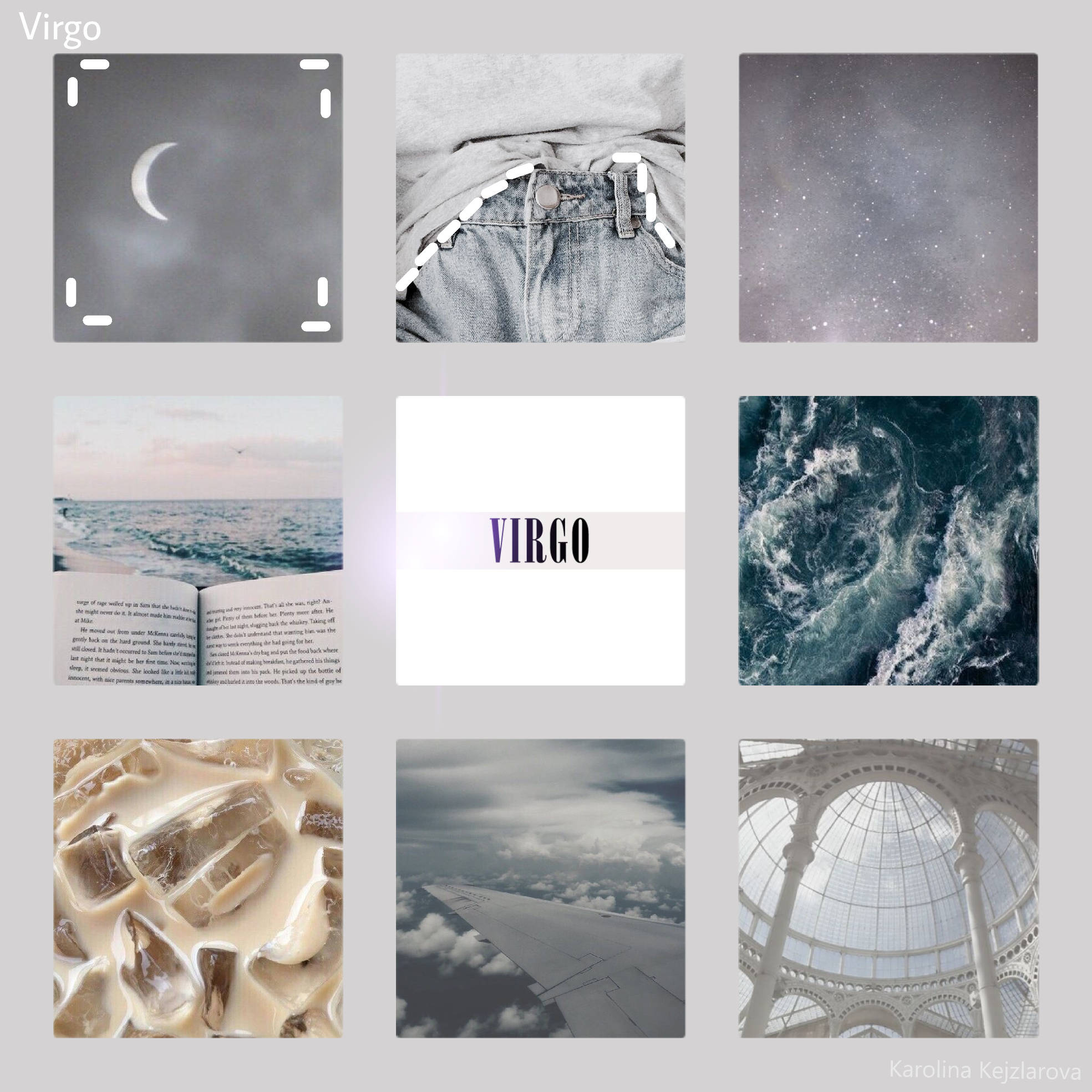 Virgo Zodiac, neutral aesthetic, crescent moon, Full HD Desktop Wallpaper