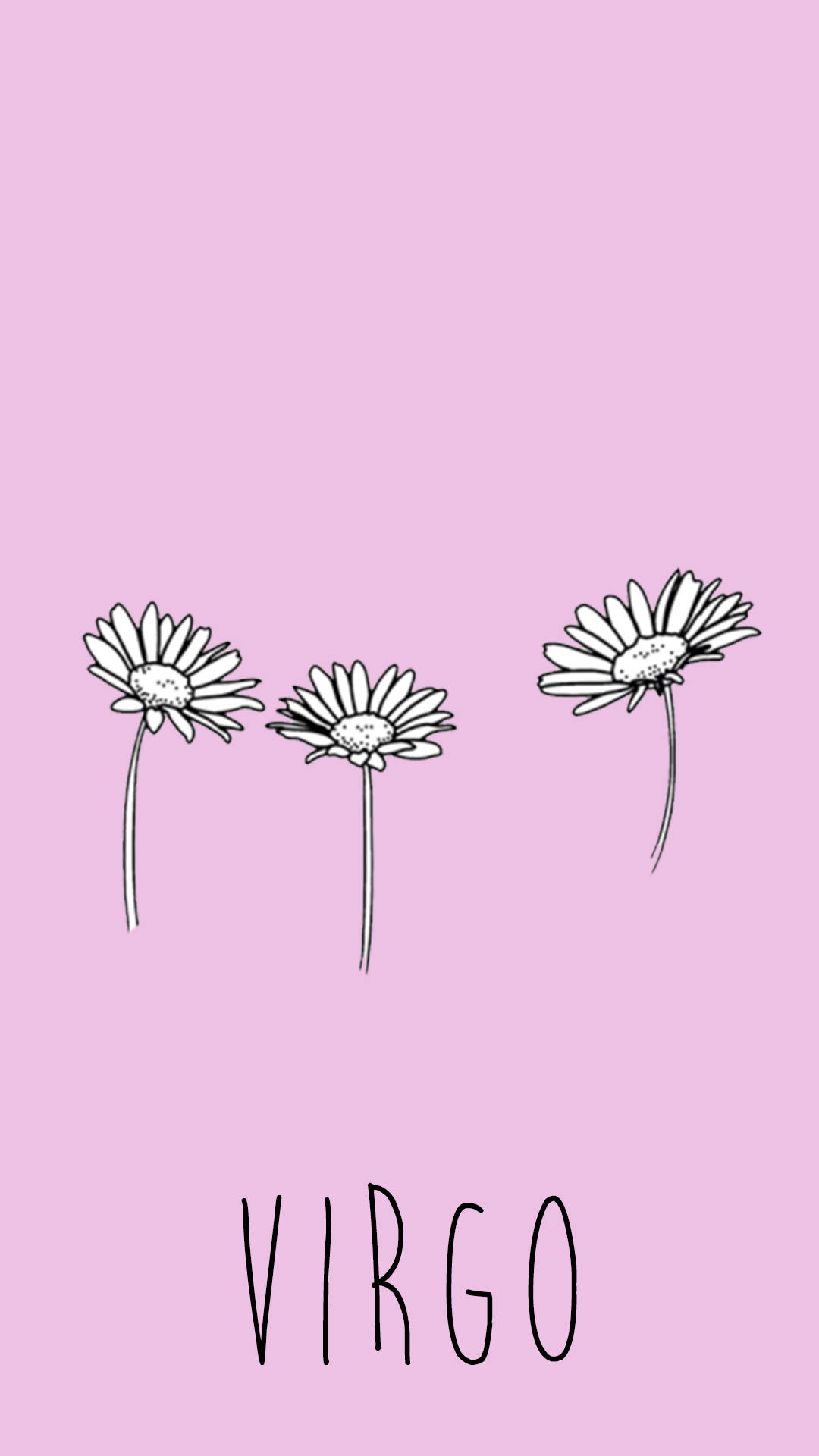 Virgo Zodiac, daisy, black line art, Full HD Phone Wallpaper