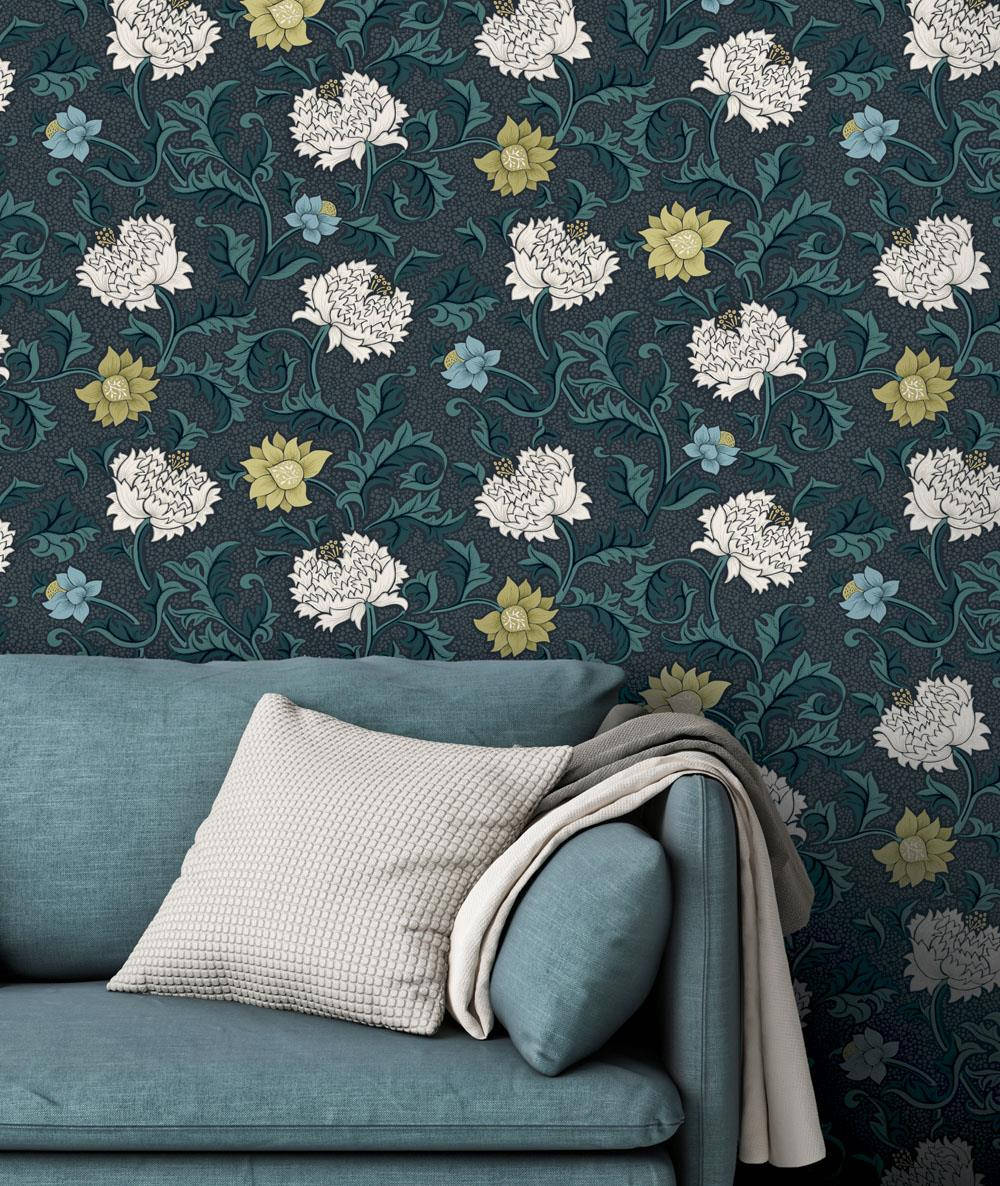 teal sofa, textured pillow, draped throw, SD Phone Wallpaper
