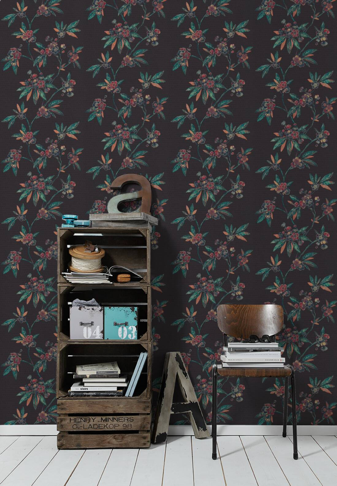 teal, rust, floral pattern, HD Phone Wallpaper