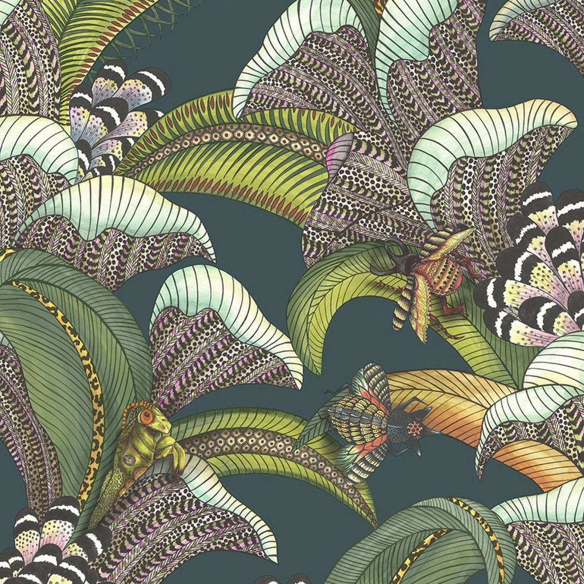 Viridian, tropical leaves, insects, SD Desktop Wallpaper