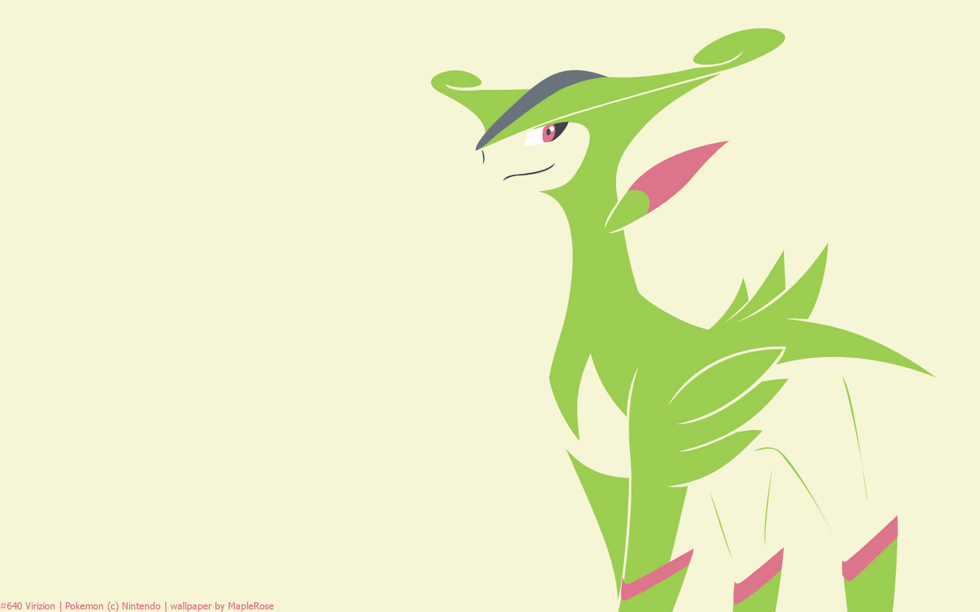 Virizion, green, pale yellow background, Full HD Desktop Wallpaper