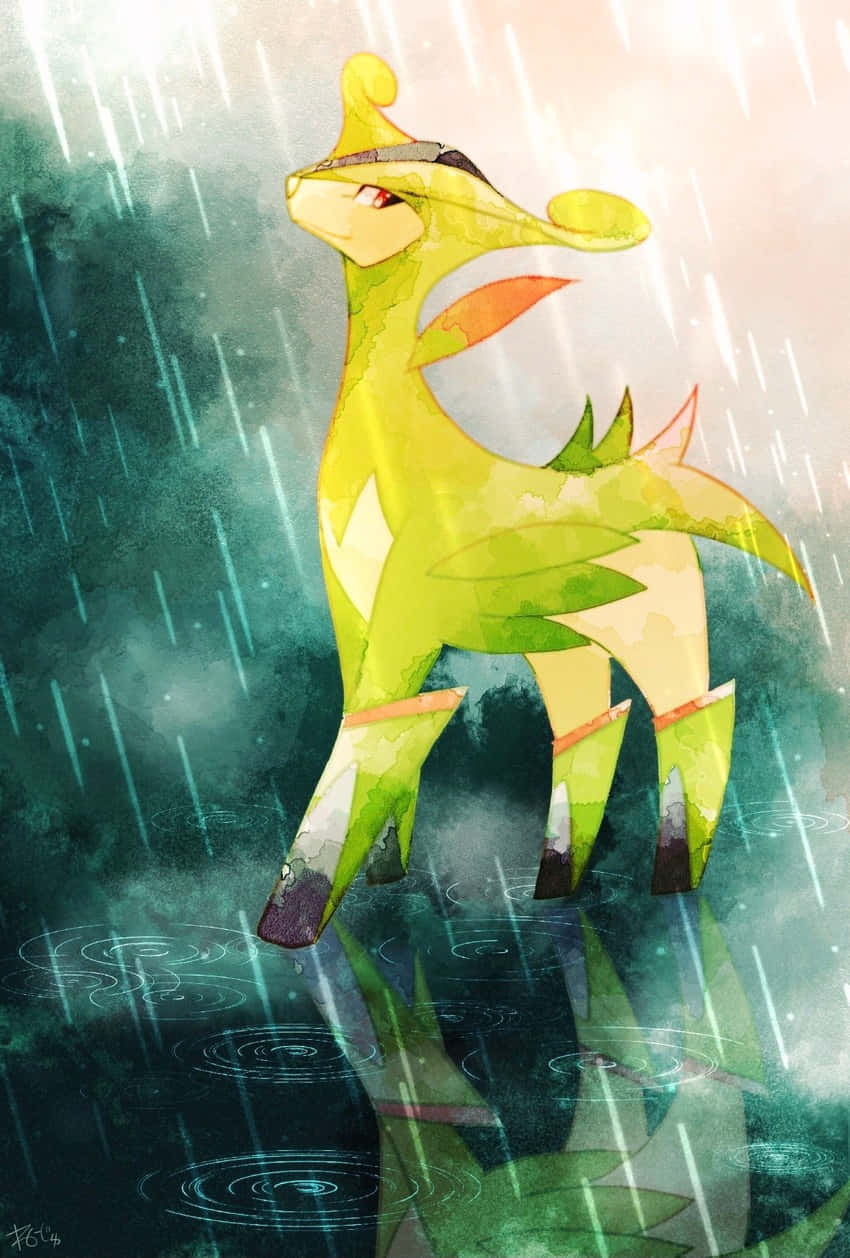 Virizion, rain, wet ground, SD Phone Wallpaper