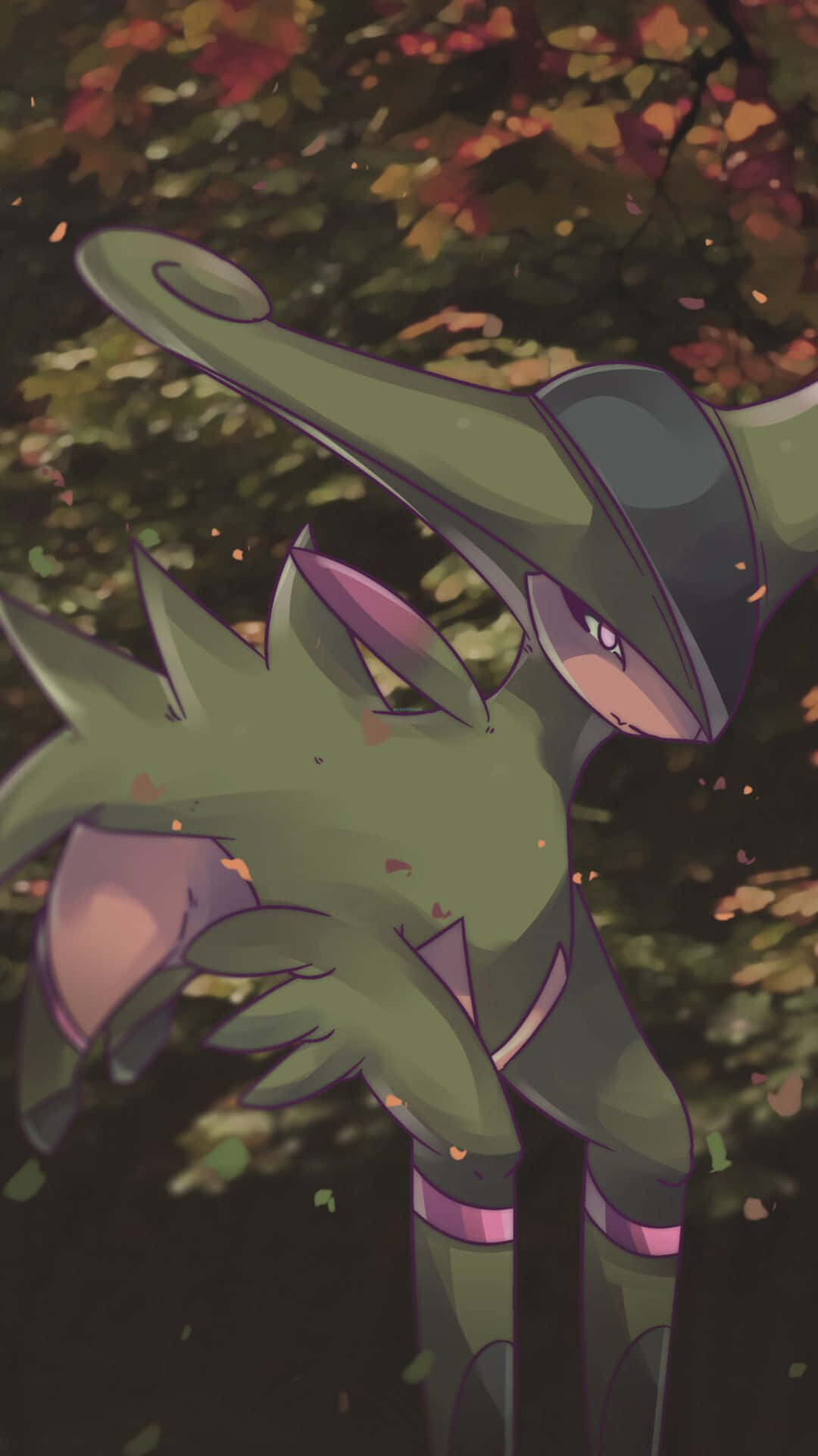 Virizion, green anime-style Pokémon, long hat, Full HD Phone Wallpaper