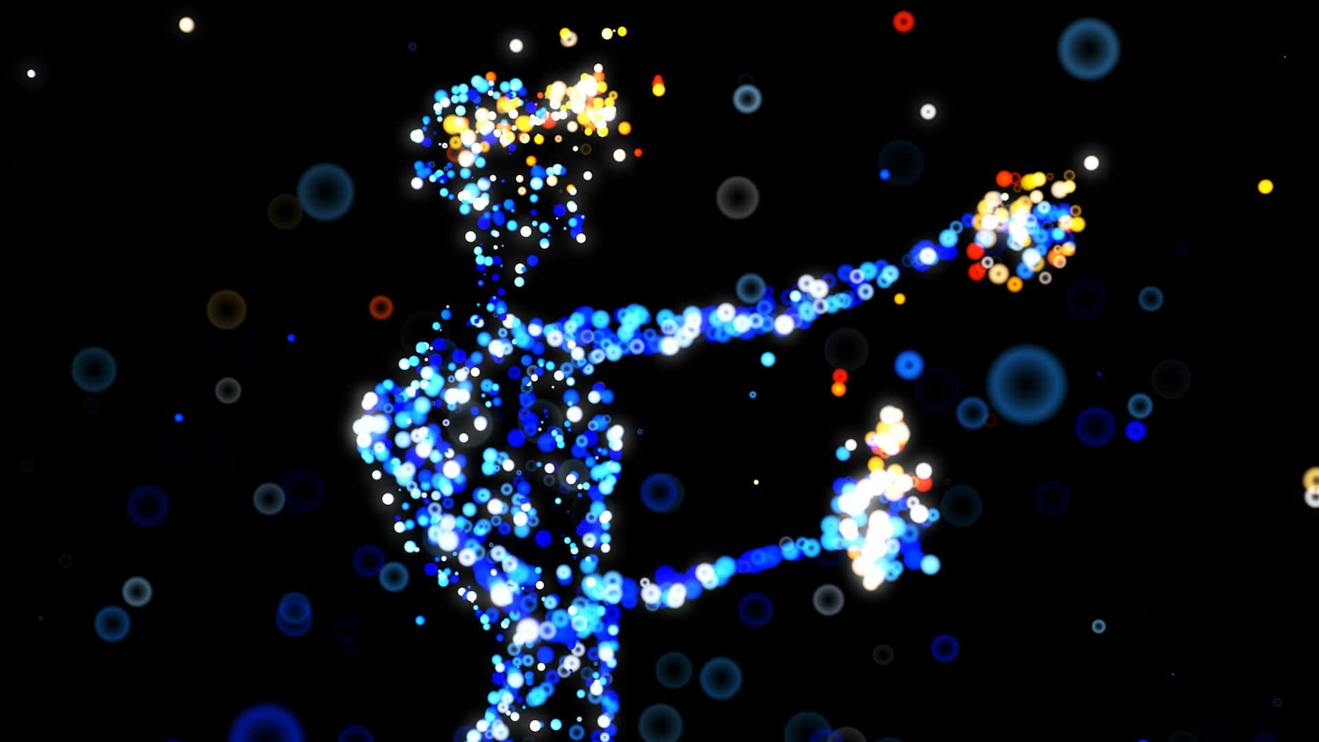 virtual reality, guitarist, glowing blue dot, Full HD Desktop Wallpaper