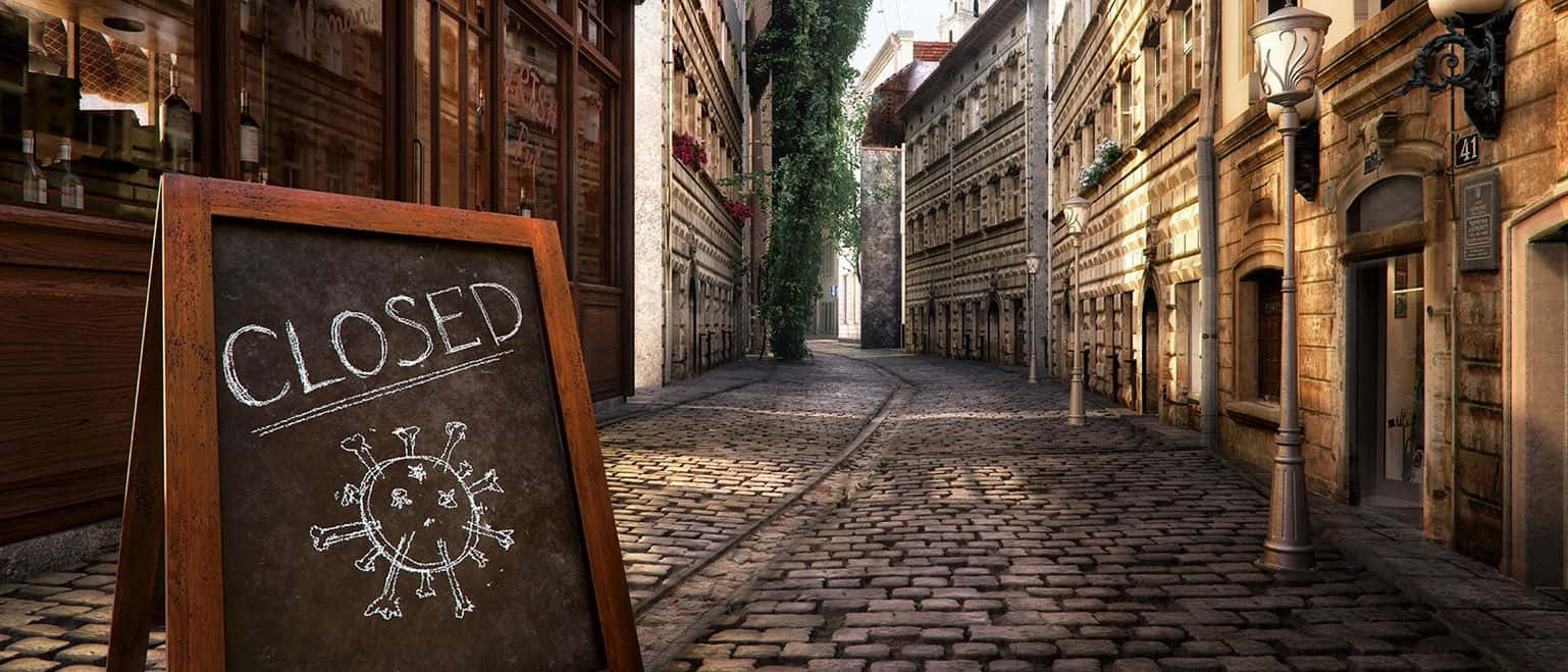 cobblestone alleyway, golden hour light, chalkboard sign, HD Desktop Wallpaper