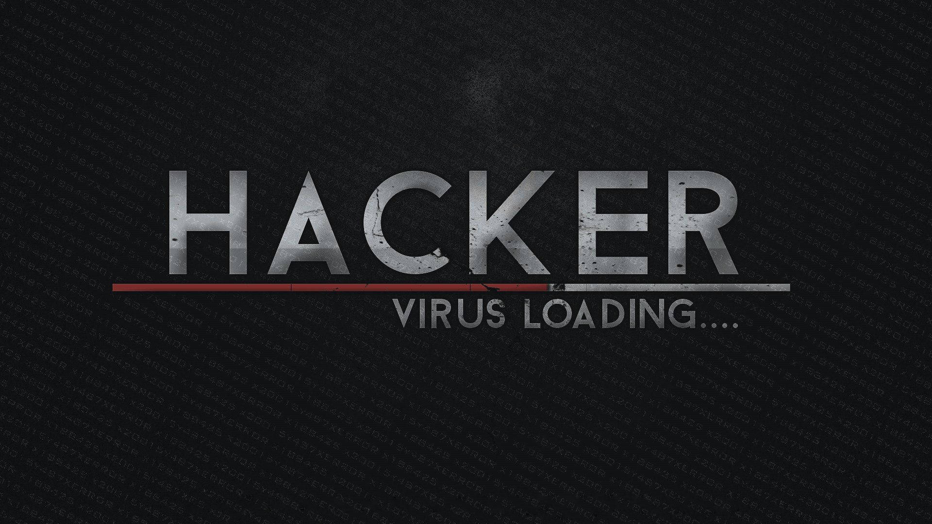 hacker virus loading, metallic text, dark textured background, Full HD Desktop Wallpaper