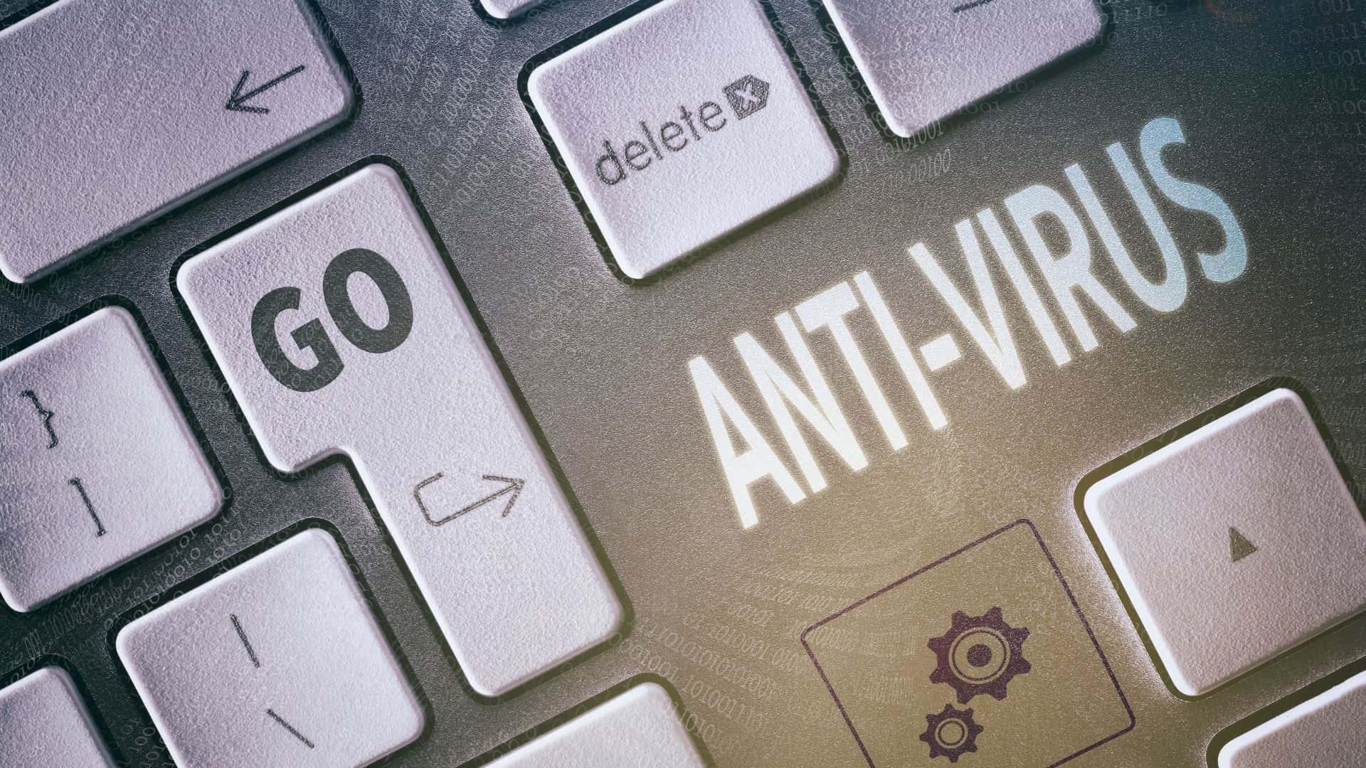 Antivirus, glowing letters, dark key, Full HD Desktop Wallpaper