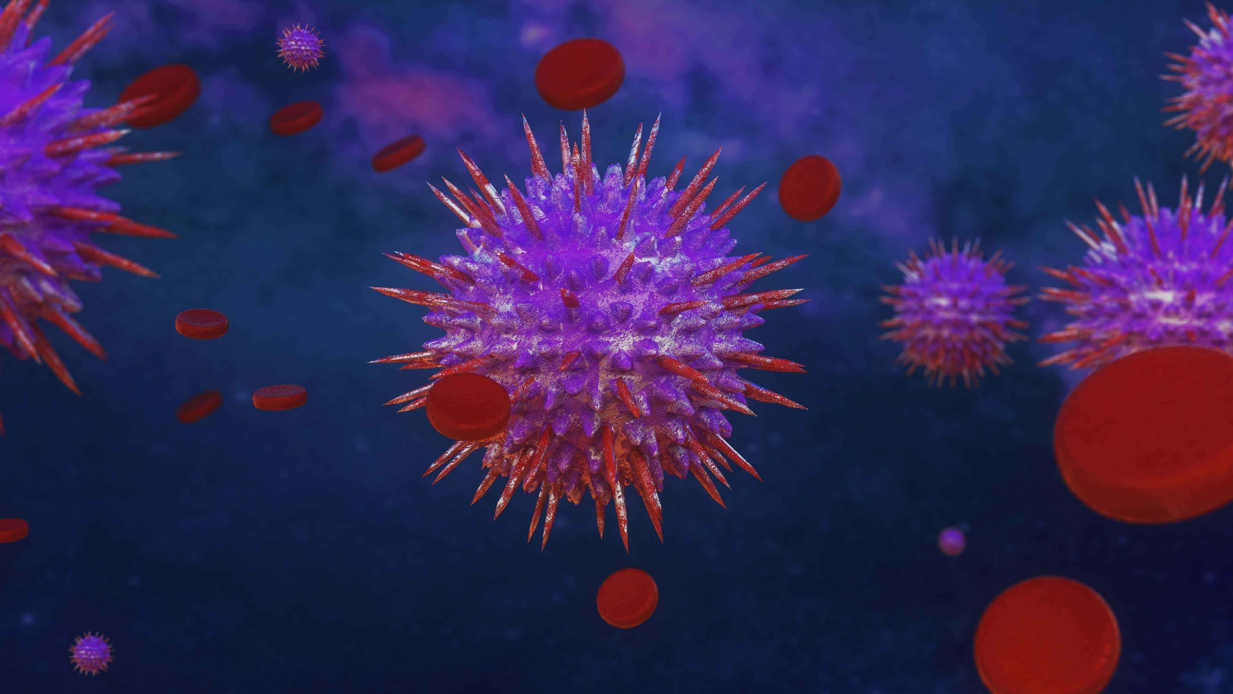 viral particles, red blood cells, deep blue, 4K Desktop Wallpaper