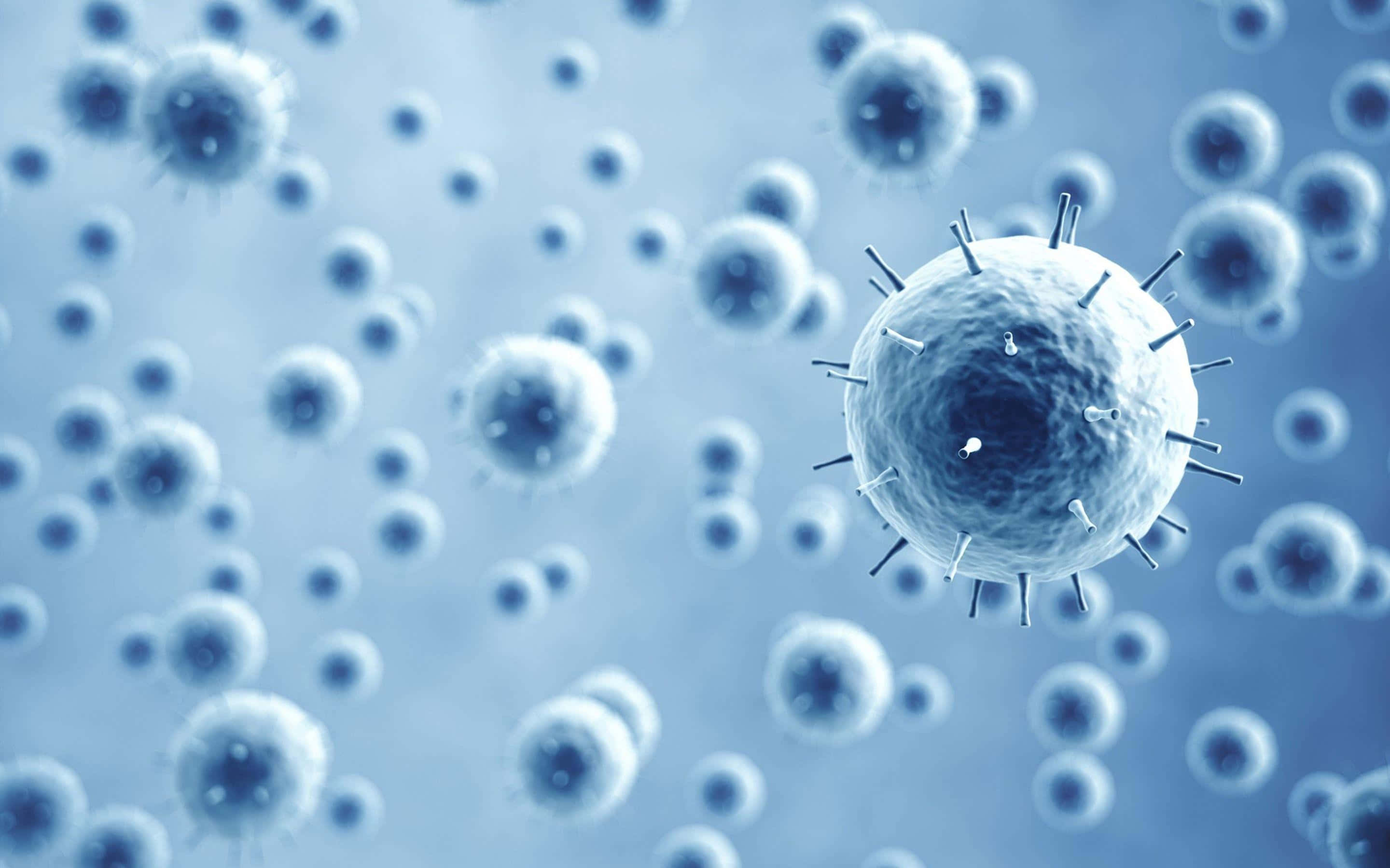 viral particles, 3d-render, spiky surface, 2K Desktop Wallpaper