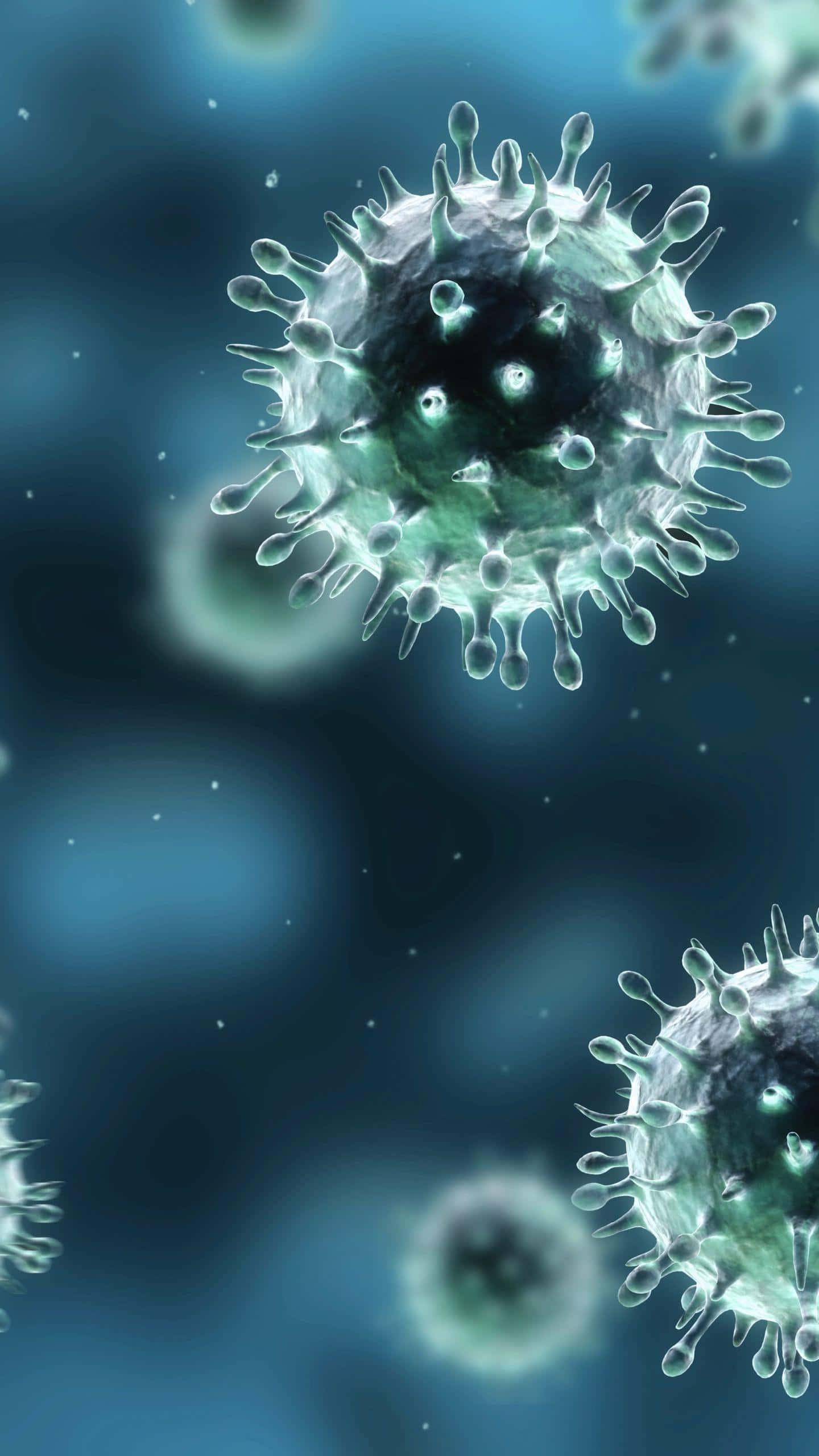 viral particles, 3d-render, spiky surface, 2K Phone Wallpaper