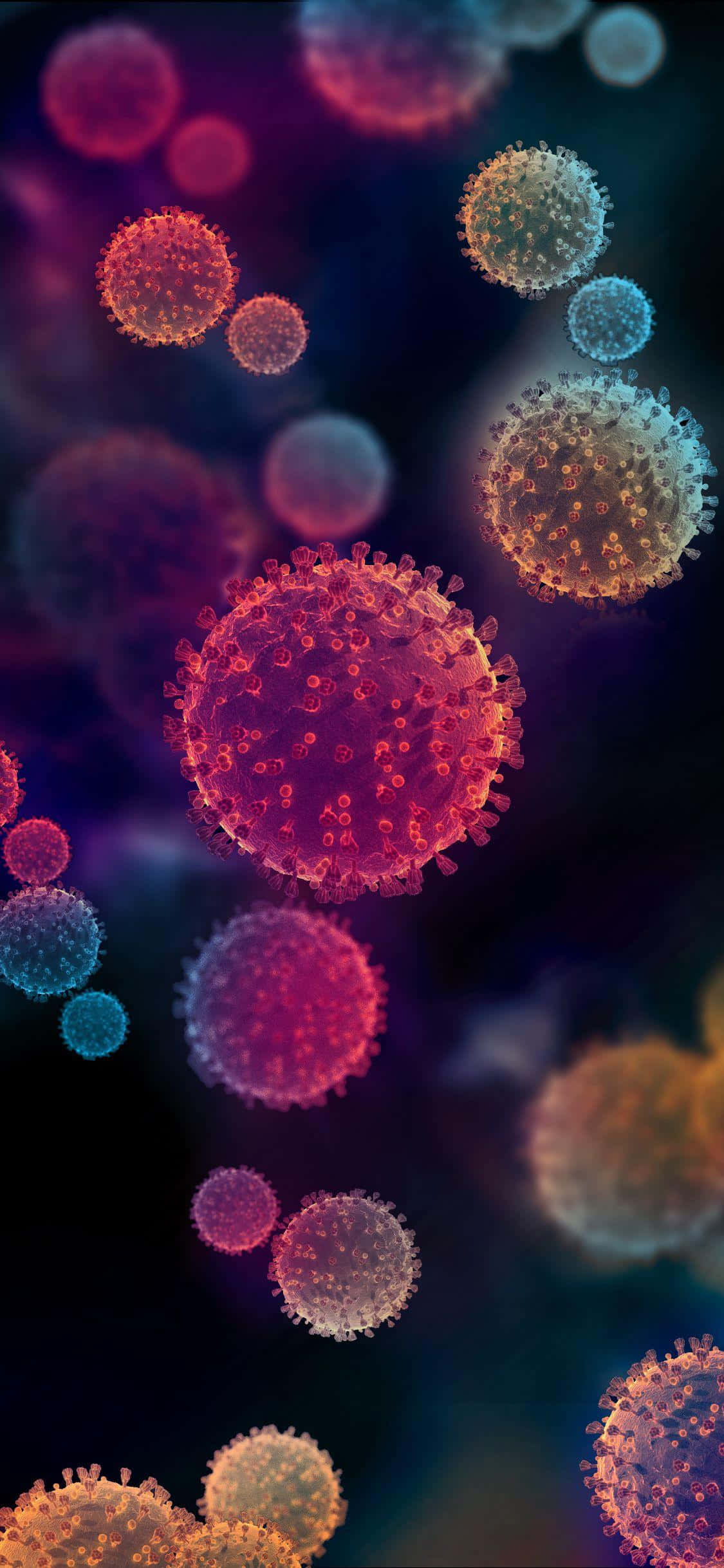 viral particles, glowing, dark space, Full HD Phone Wallpaper