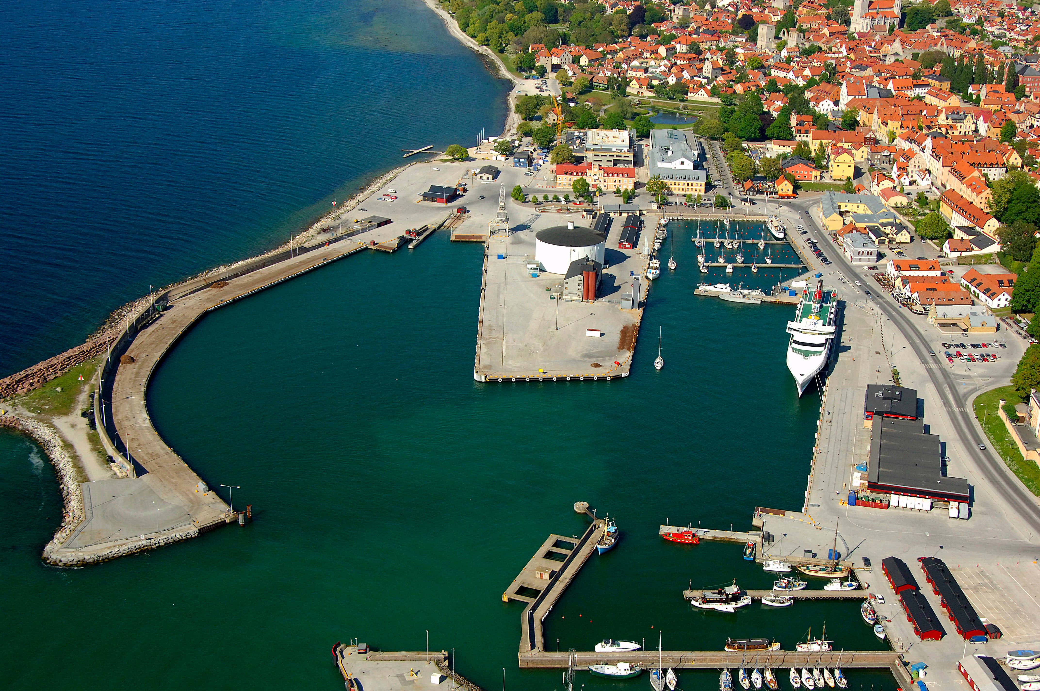 Visby, harbor, aerial view, 4K Desktop Wallpaper
