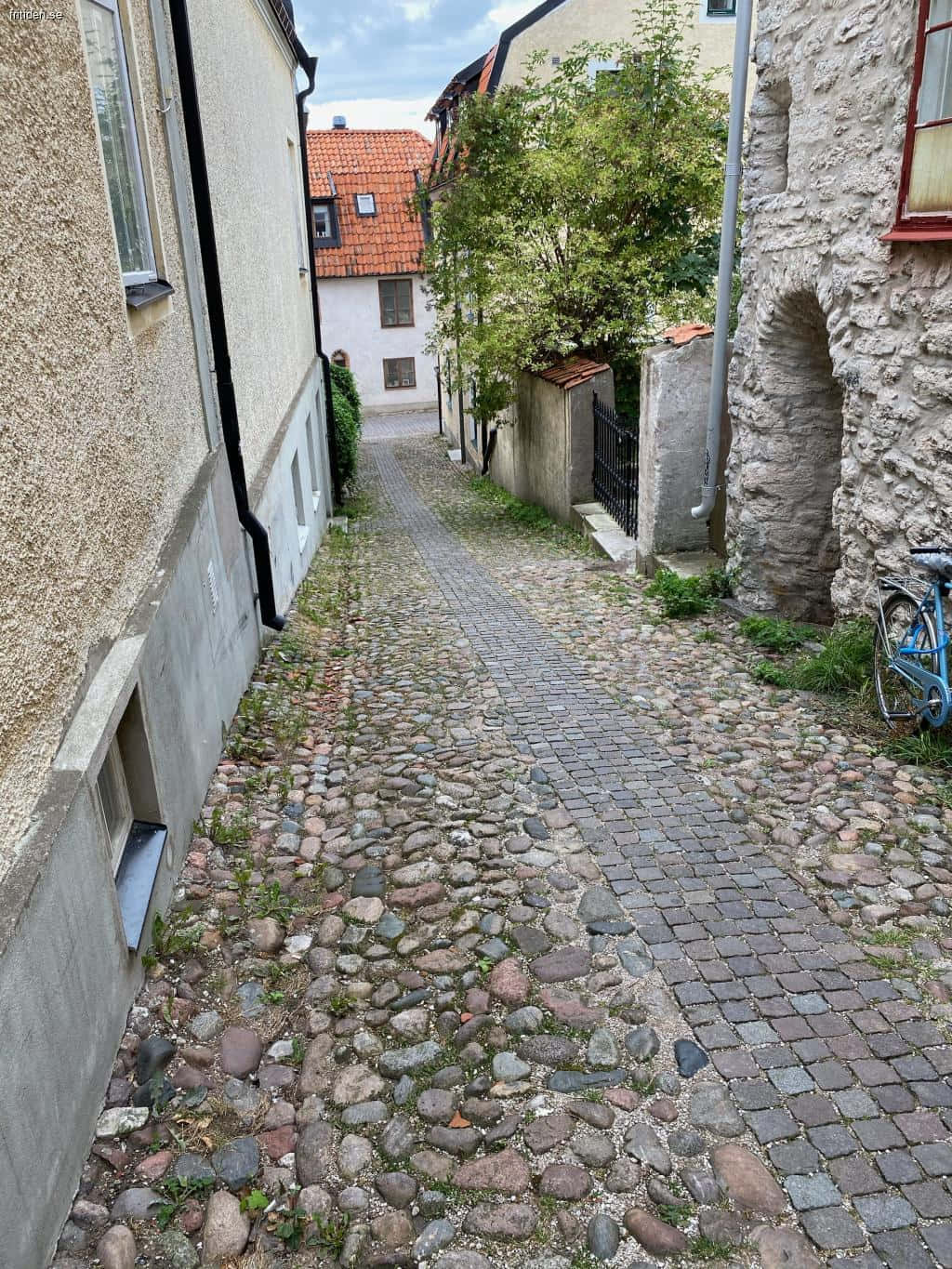 Visby, cobblestone alleyway, old stone and plaster buildings, HD Phone Wallpaper
