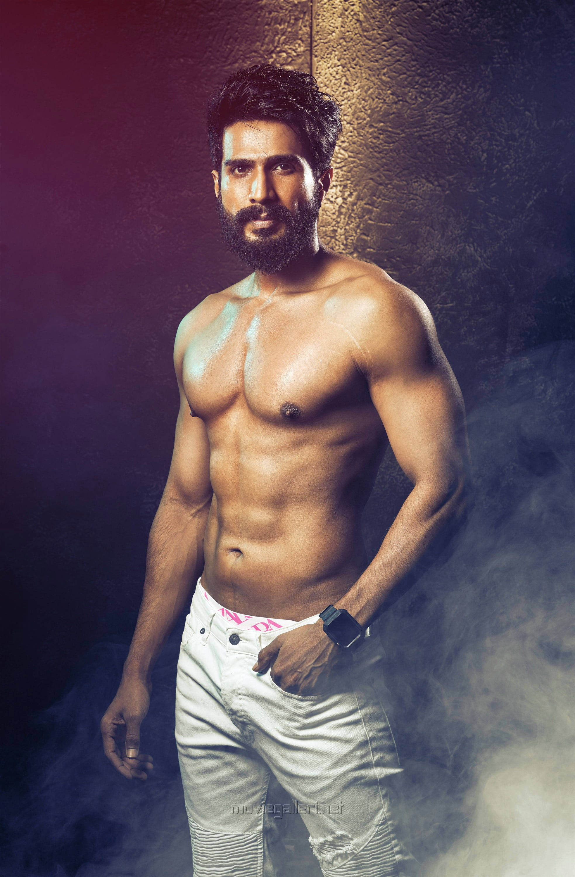 Vishnu, Tamil actors, smoky studio lighting, 2K Phone Wallpaper