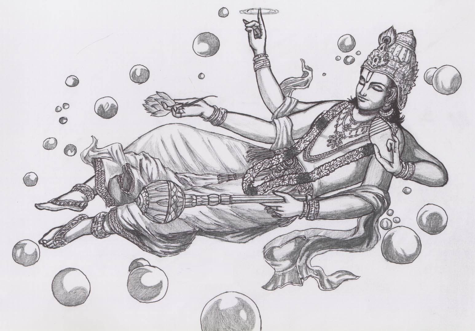 Vishnu HD, pencil sketch, black and white, HD Desktop Wallpaper