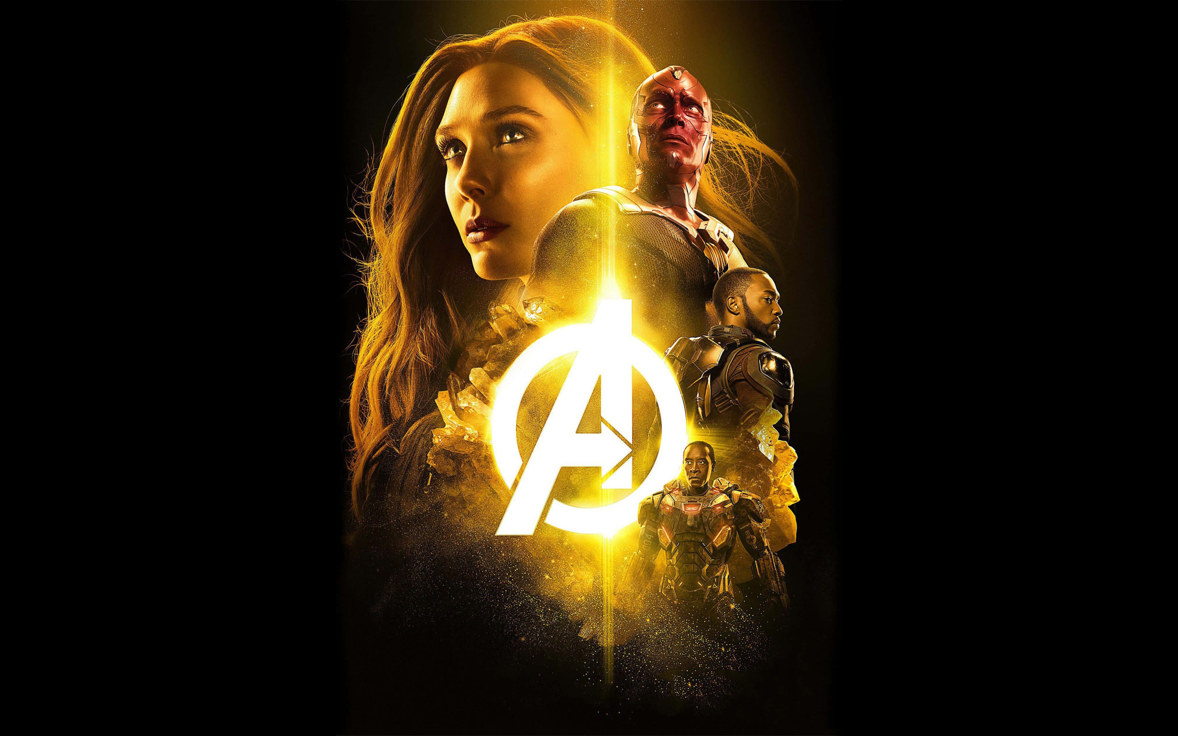Vision, Avengers, glowing Avengers logo, 4K Desktop Wallpaper