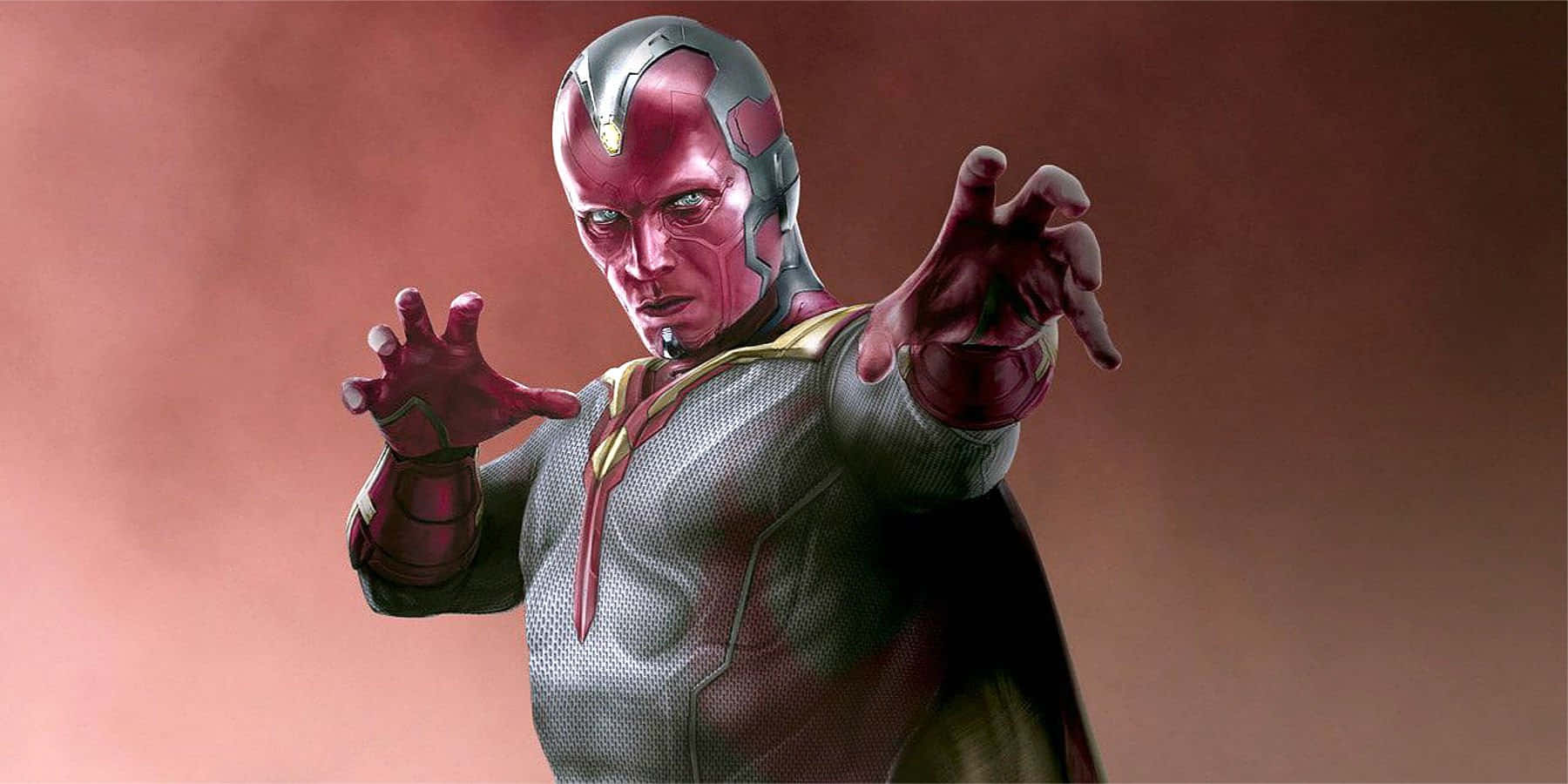 Vision Avengers, red-skinned superhero, metallic armor, HD Desktop Wallpaper