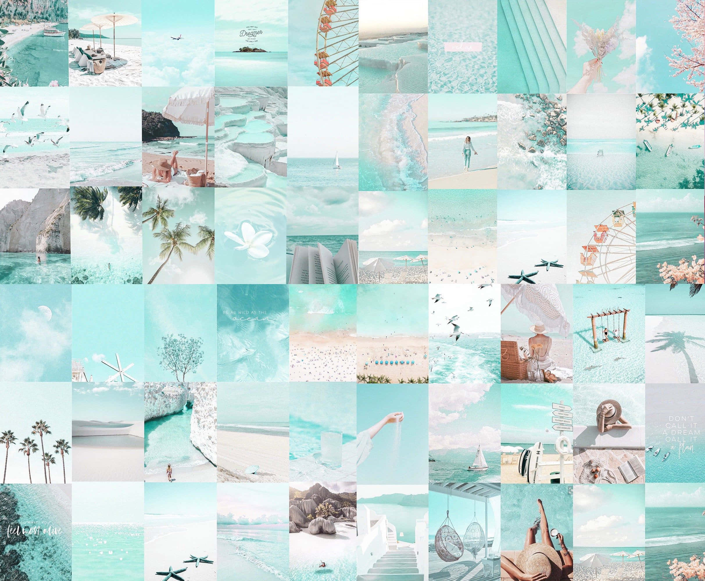 ocean, beach, palm trees, Full HD Desktop Wallpaper