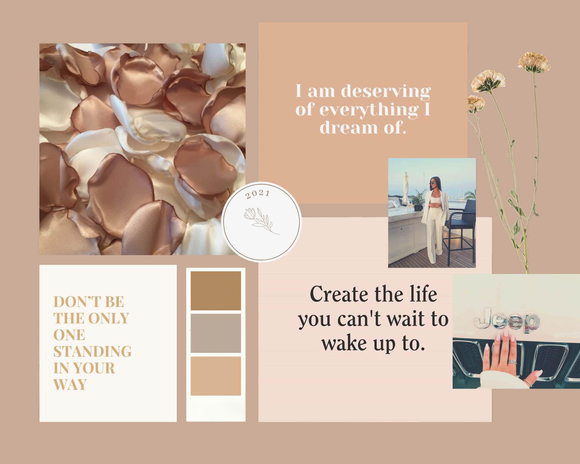 Vision Board, rose petals, motivational quotes, Full HD Desktop Wallpaper