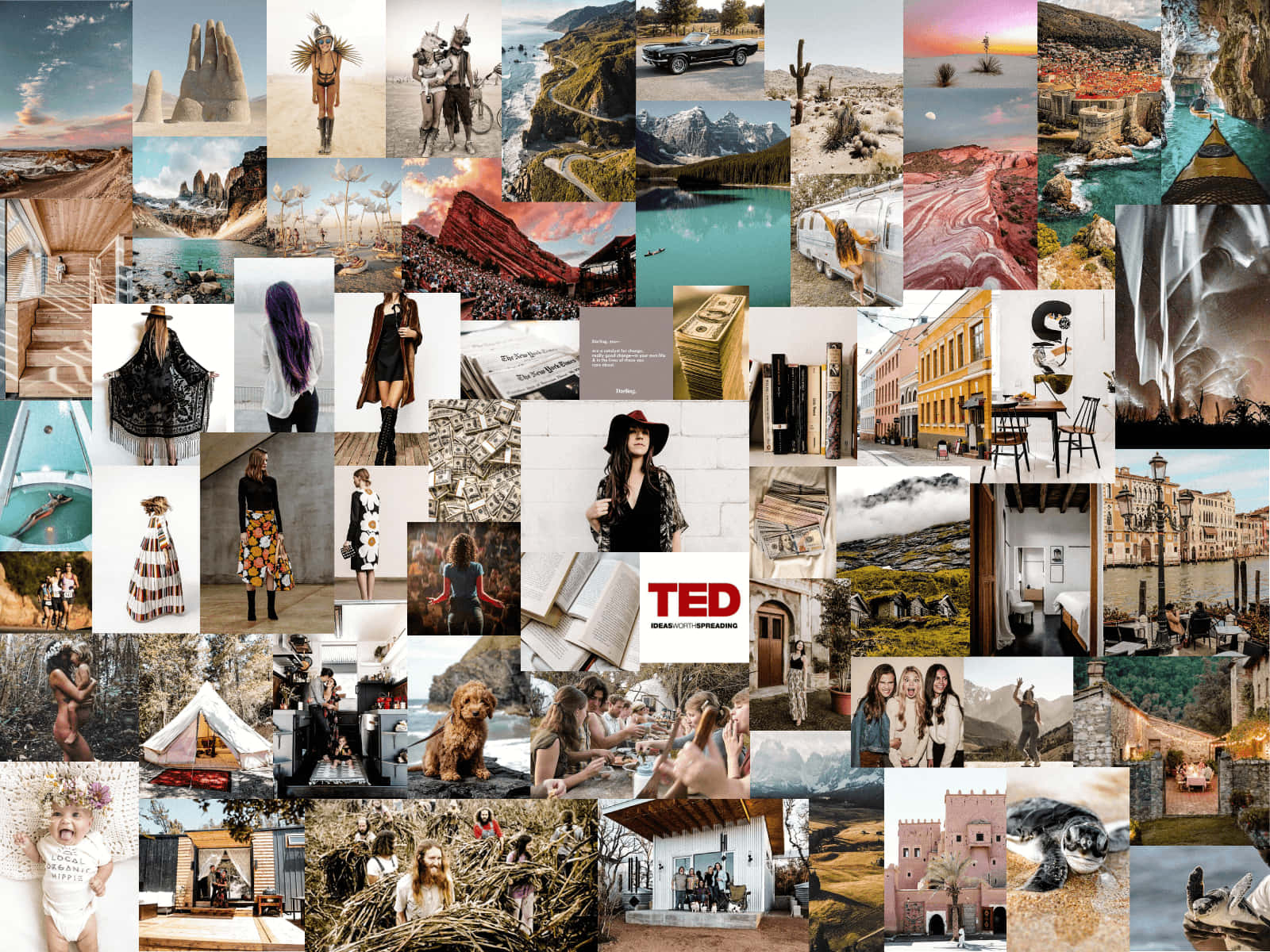 Vision Boarding, vibrant collage, desert landscapes, HD Desktop Wallpaper