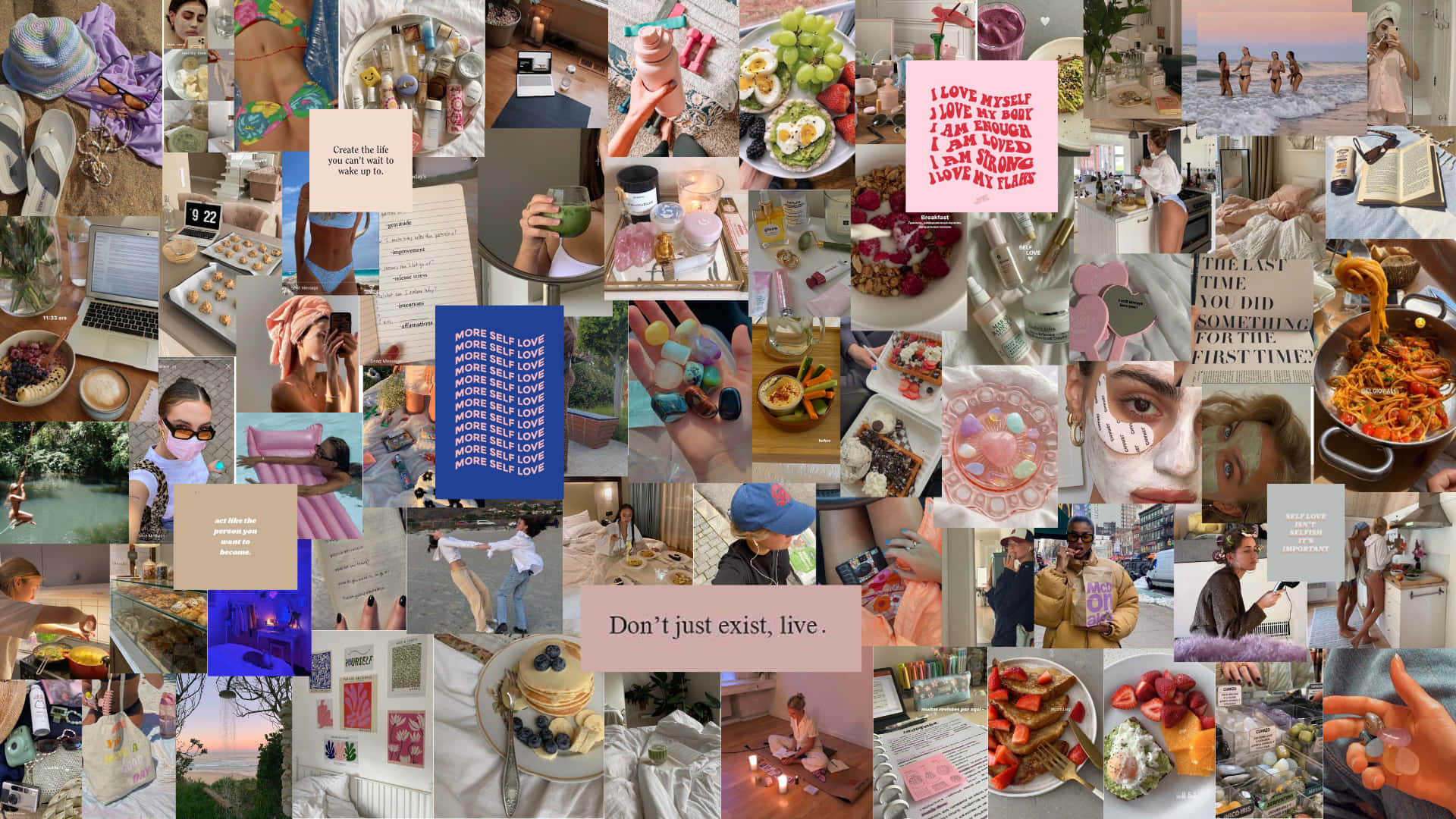 Vision Board, lifestyle moments, food, Full HD Desktop Wallpaper