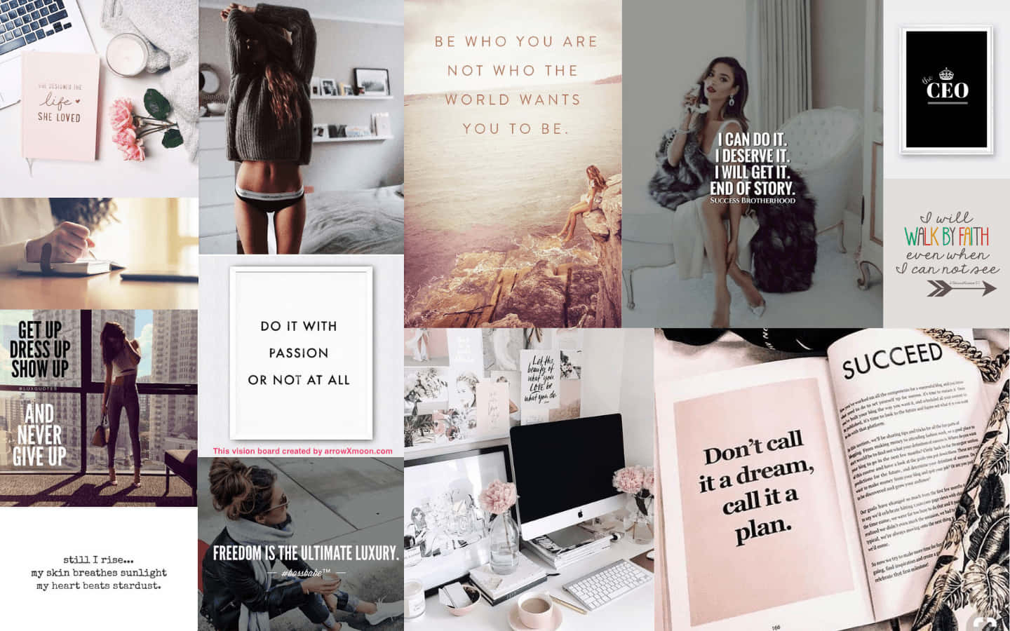 Vision Board, motivational quotes, lifestyle photos, HD Desktop Wallpaper