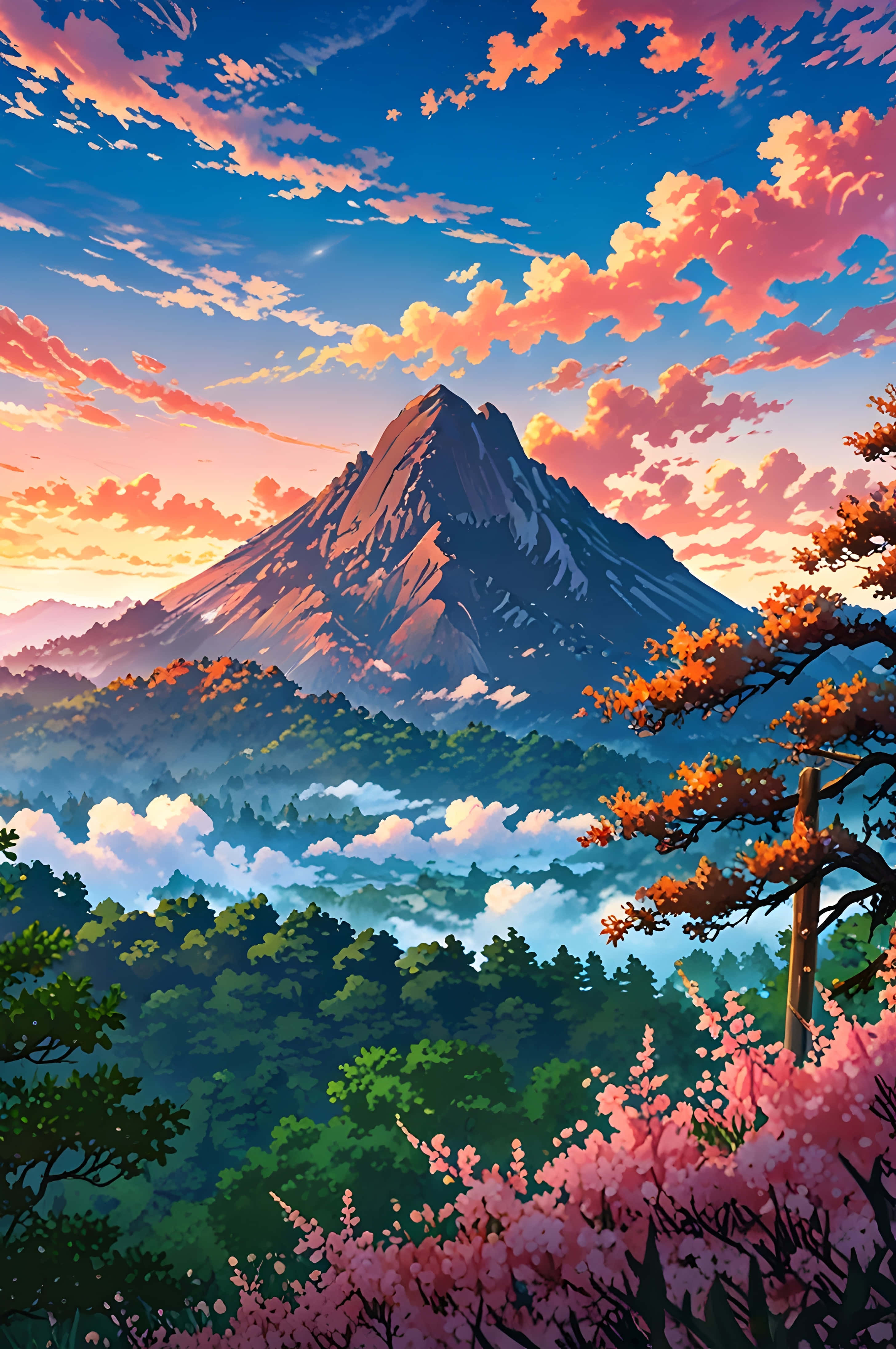 golden hour, mountain, snowcapped mountain, 4K Phone Wallpaper