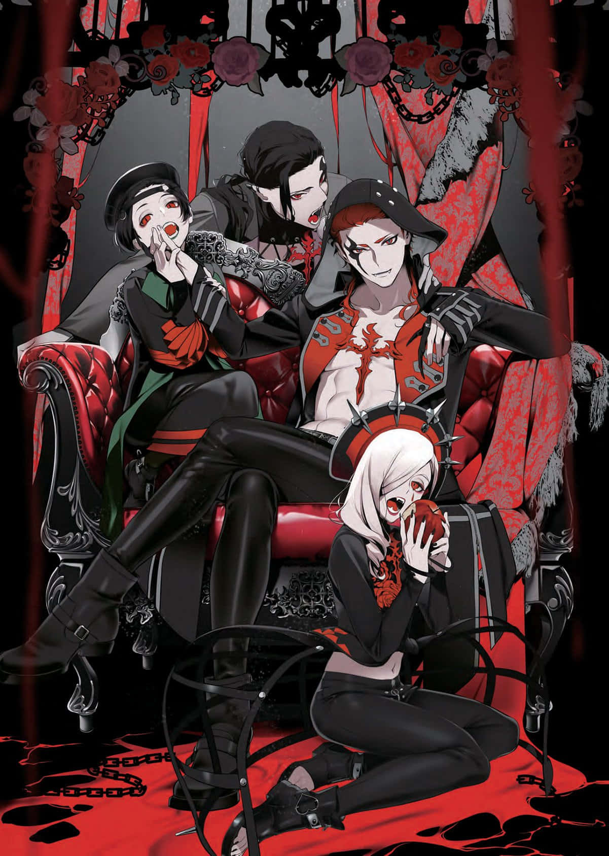Visual Kei, gothic attire, red velvet throne, HD Phone Wallpaper