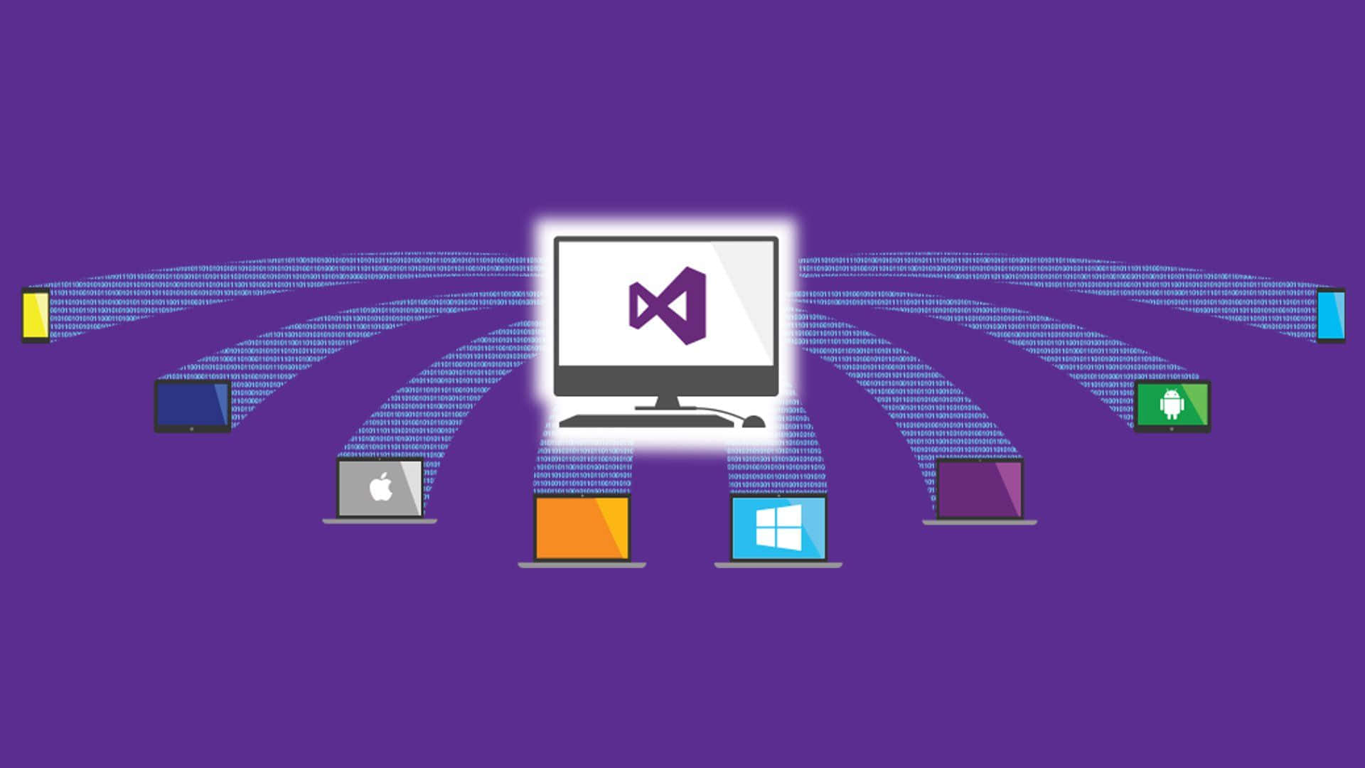 Visual Studio, 1920 x 1080, purple background, Full HD Desktop Wallpaper
