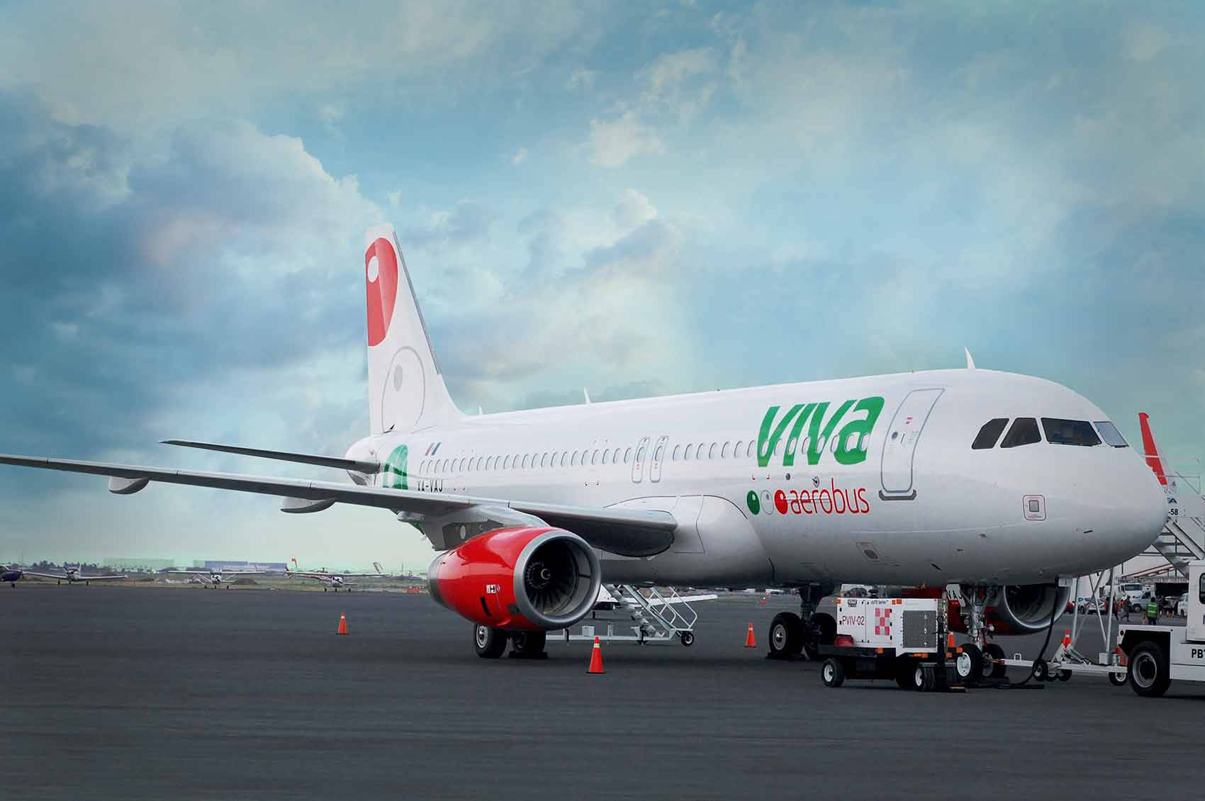 Viva Aerobus, white, red engines, HD Desktop Wallpaper