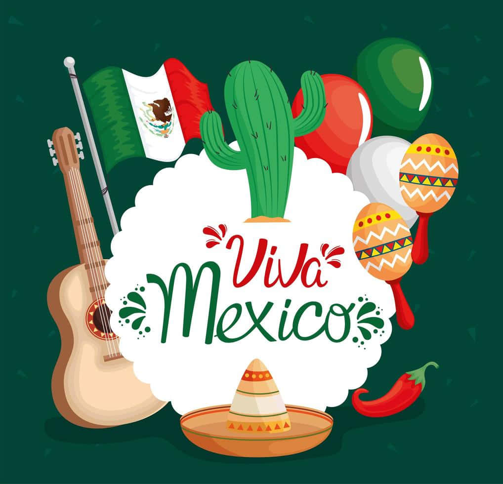 Viva Mexico, guitar, cactus, SD Desktop Wallpaper