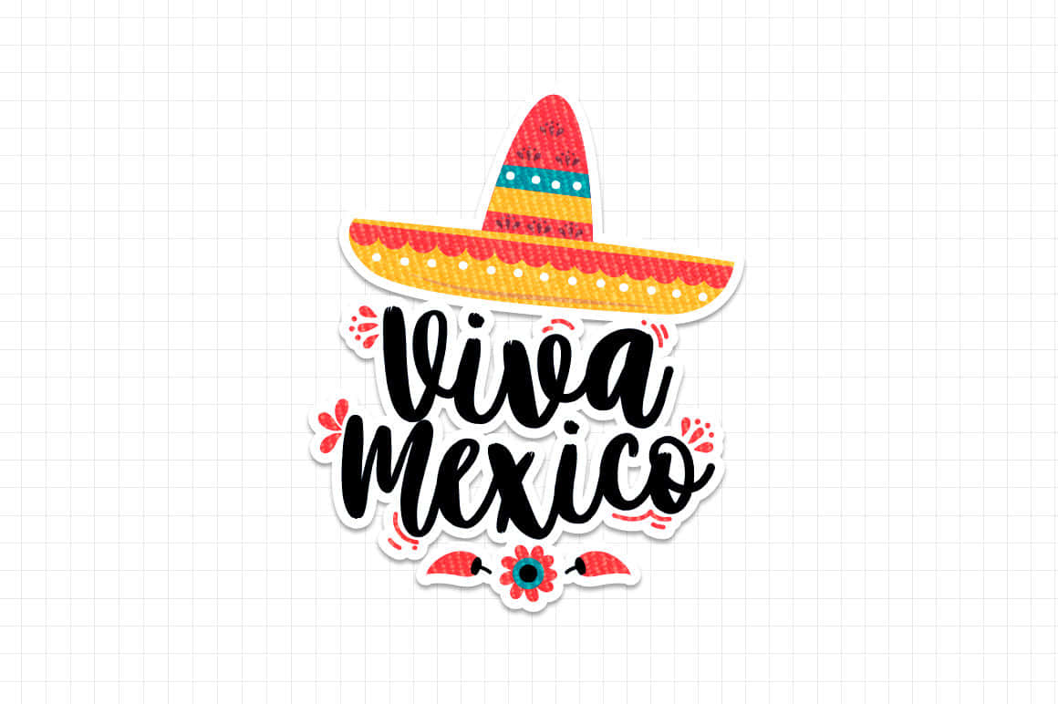 Viva Mexico, sombrero, floral accents, SD Desktop Wallpaper