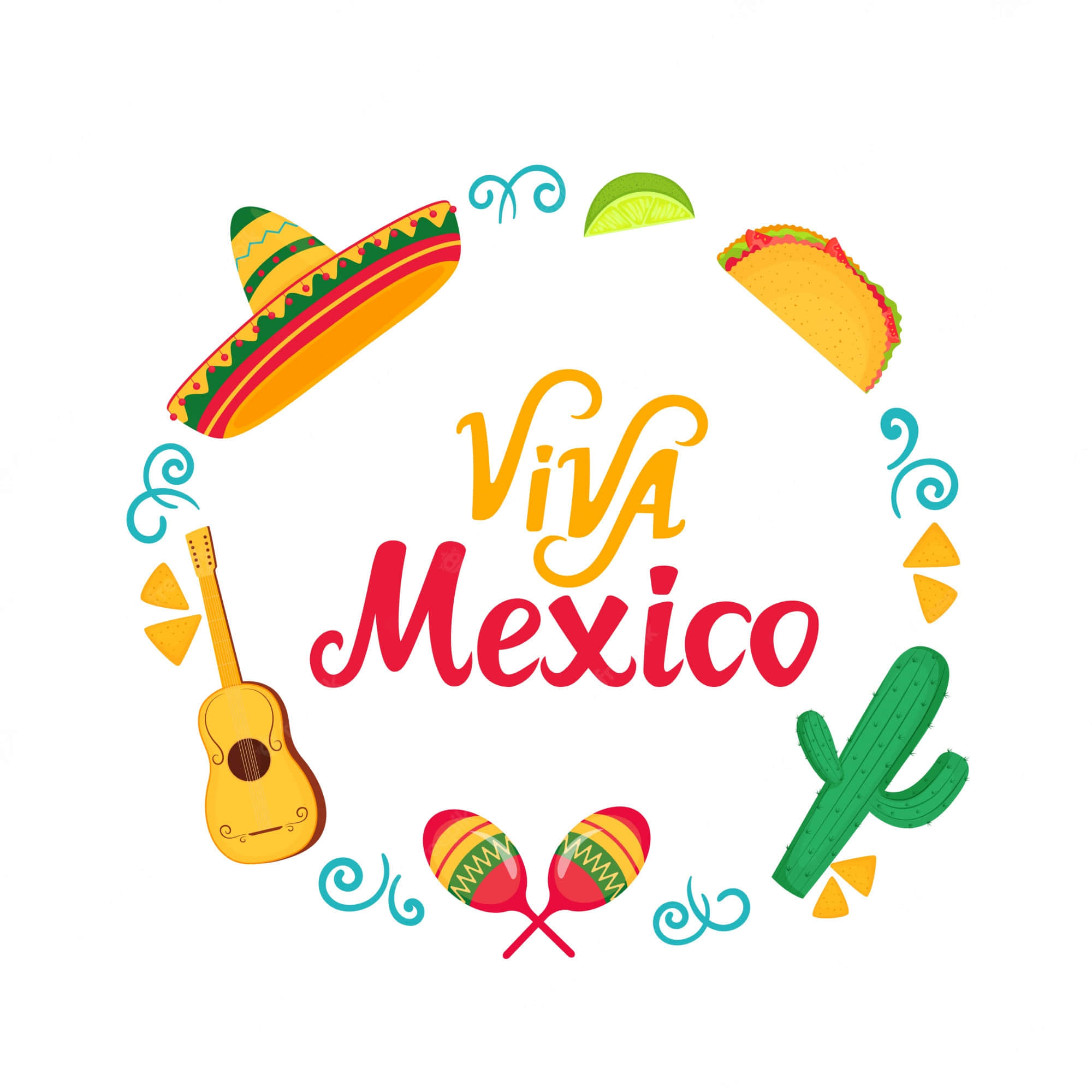 Viva Mexico, sombrero, guitar, Full HD Desktop Wallpaper