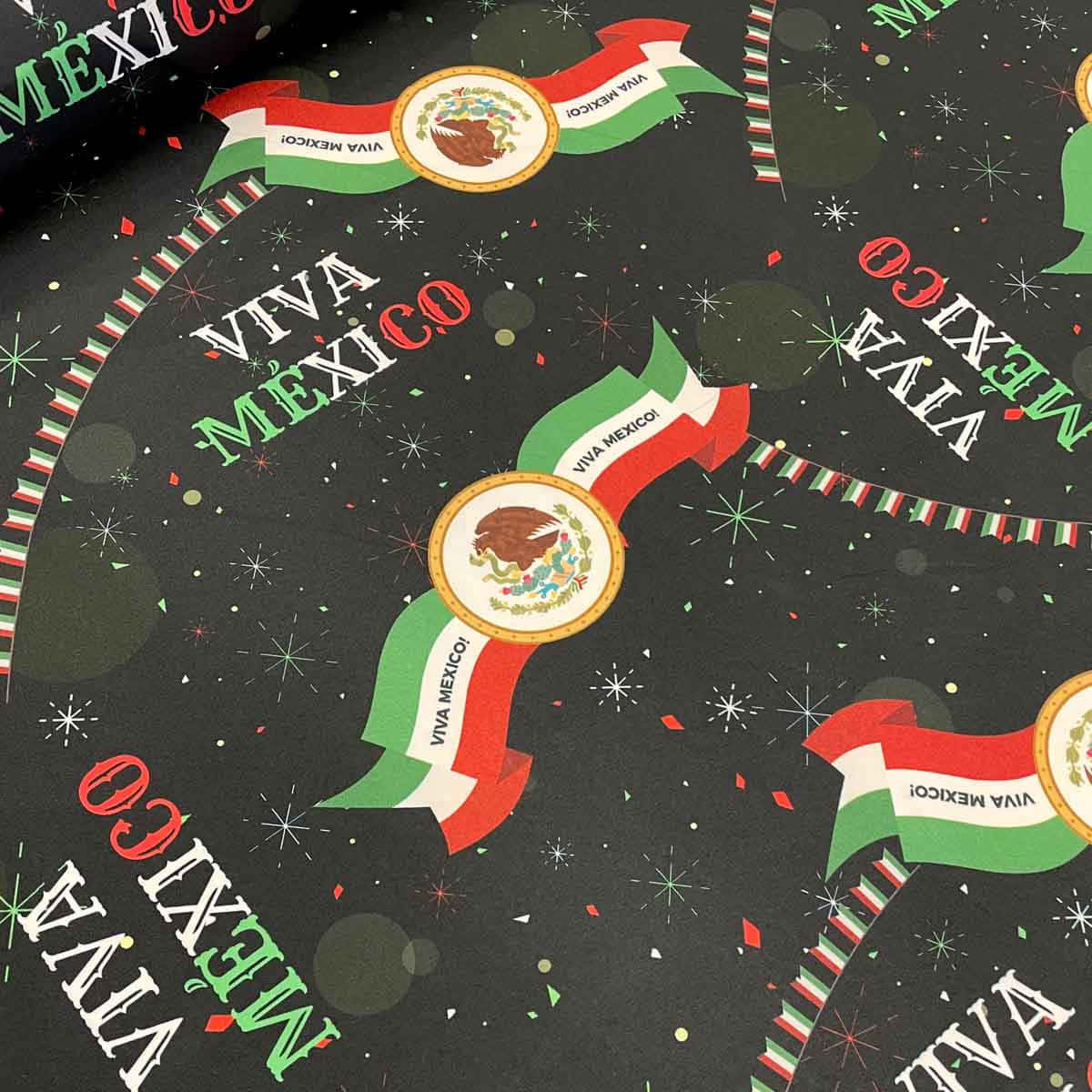 Viva Mexico, national emblem, festive confetti, SD Desktop Wallpaper