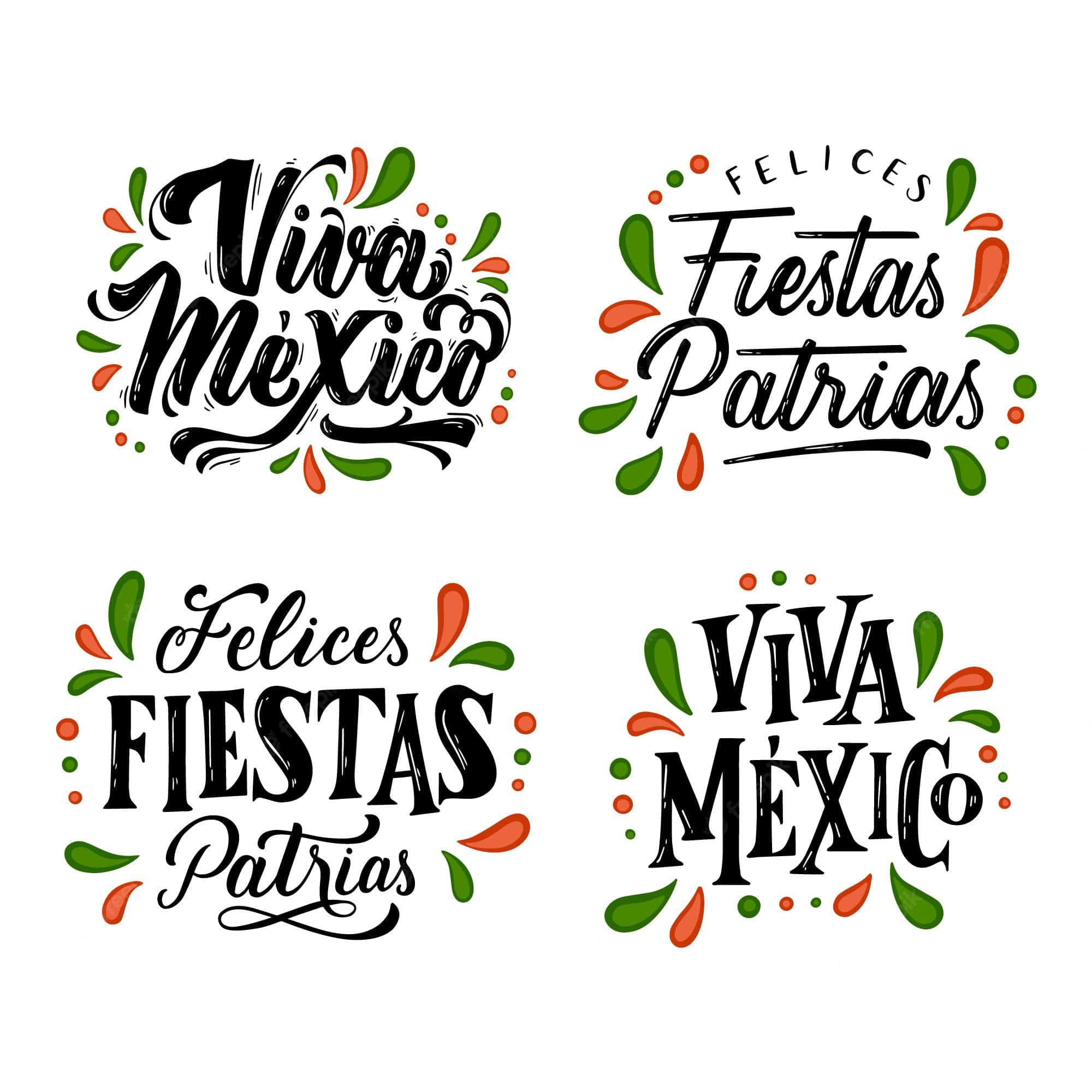 Viva Mexico, Mexican holiday, black script, Full HD Desktop Wallpaper