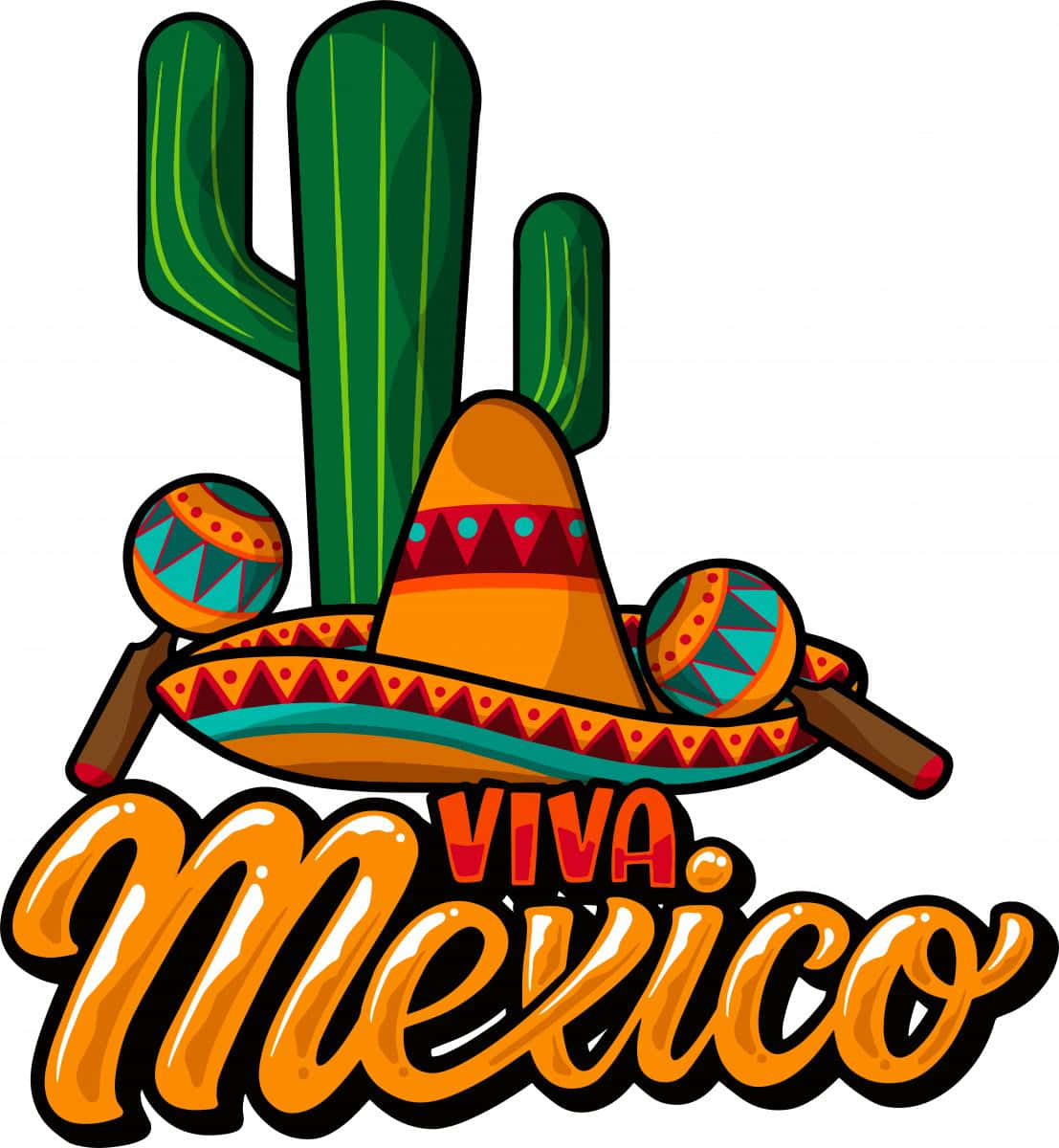Viva Mexico, sombrero, maracas, SD Phone Wallpaper