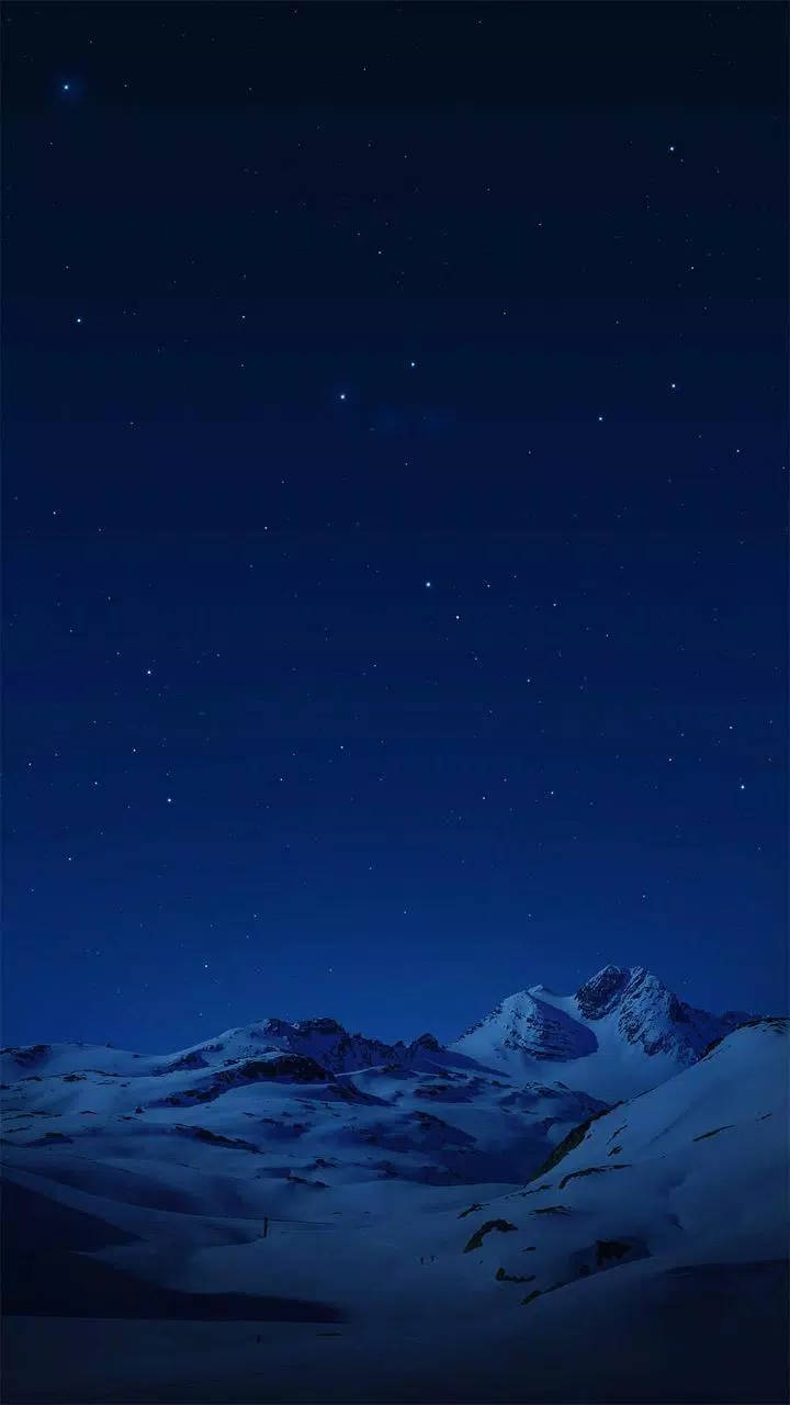 Vivo Y11, snow mountains, deep blue starry night sky, HD Phone Wallpaper