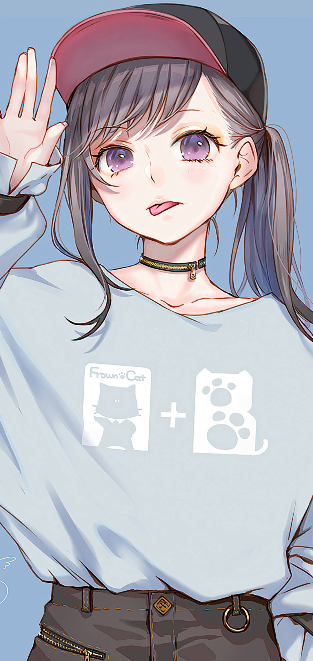 Vivo Y11, anime girl, purple eyes, Full HD Phone Wallpaper