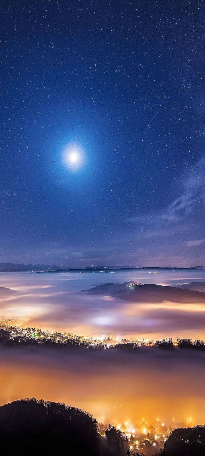 Vivo Y20, moon, glowing clouds, HD Phone Wallpaper
