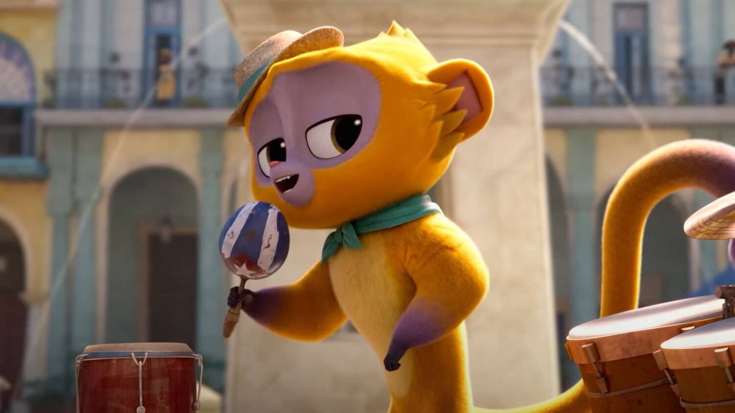 Vivo, yellow monkey, hat, HD Desktop Wallpaper