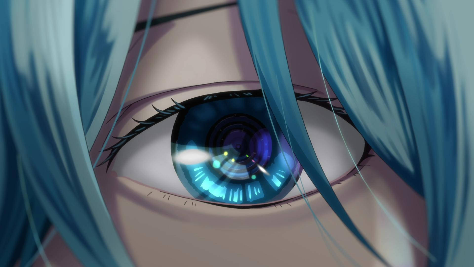 Vivy, vibrant blue anime eye, glowing digital patterns, Full HD Desktop Wallpaper