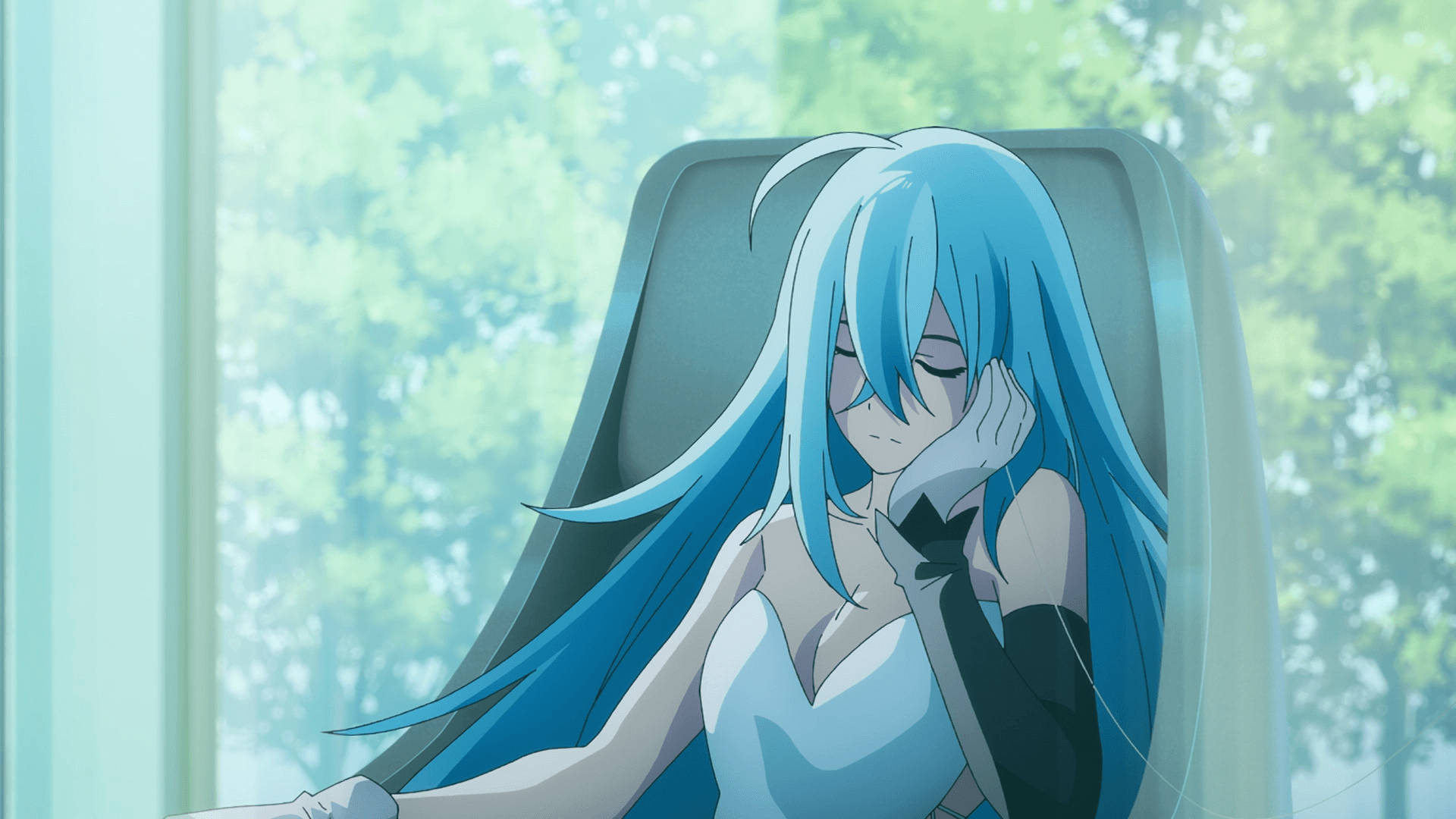 Vivy, blue-haired anime girl, teddy, Full HD Desktop Wallpaper
