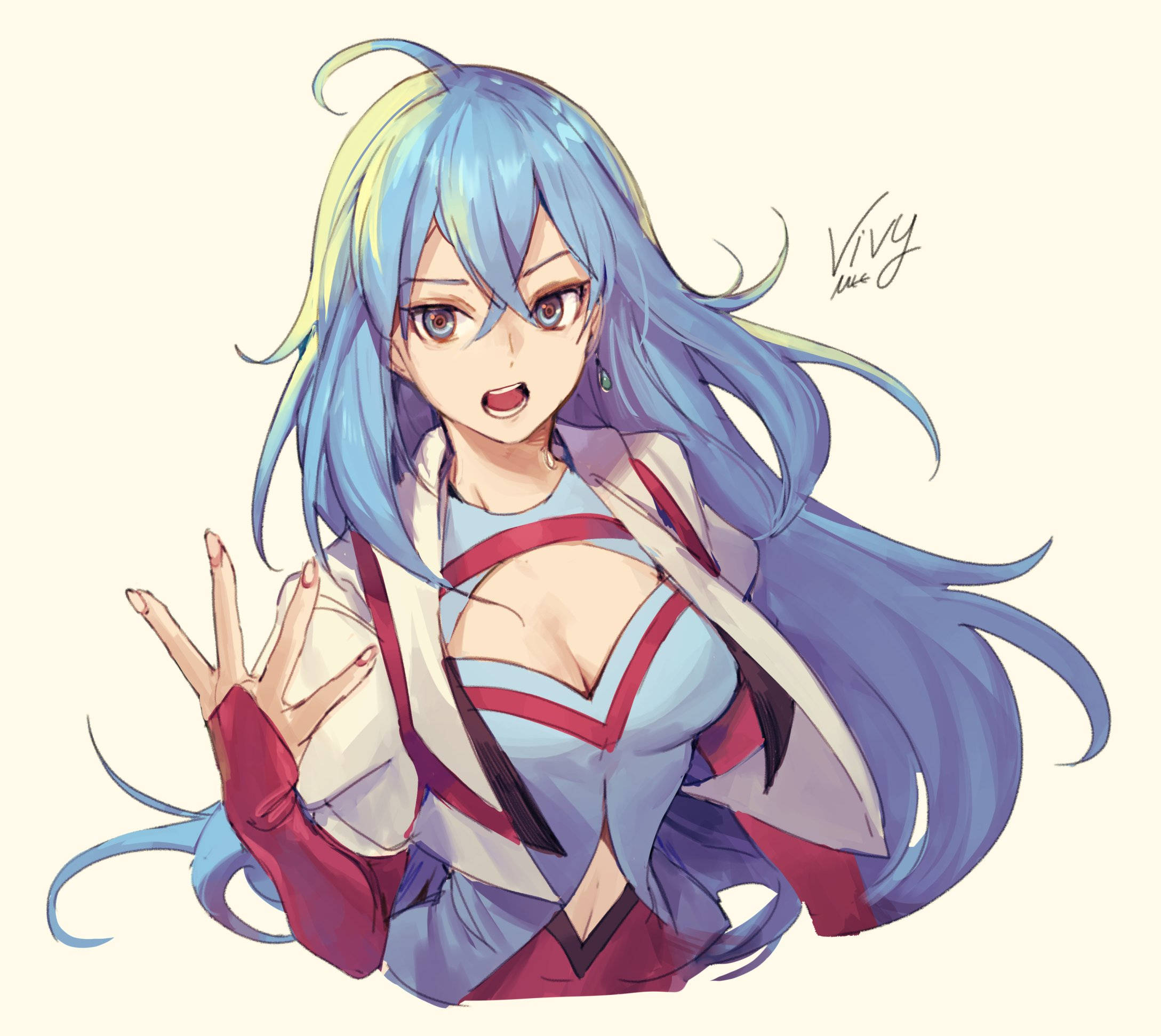 Vivy, blue and yellow hair, red and white outfit, Full HD Desktop Wallpaper